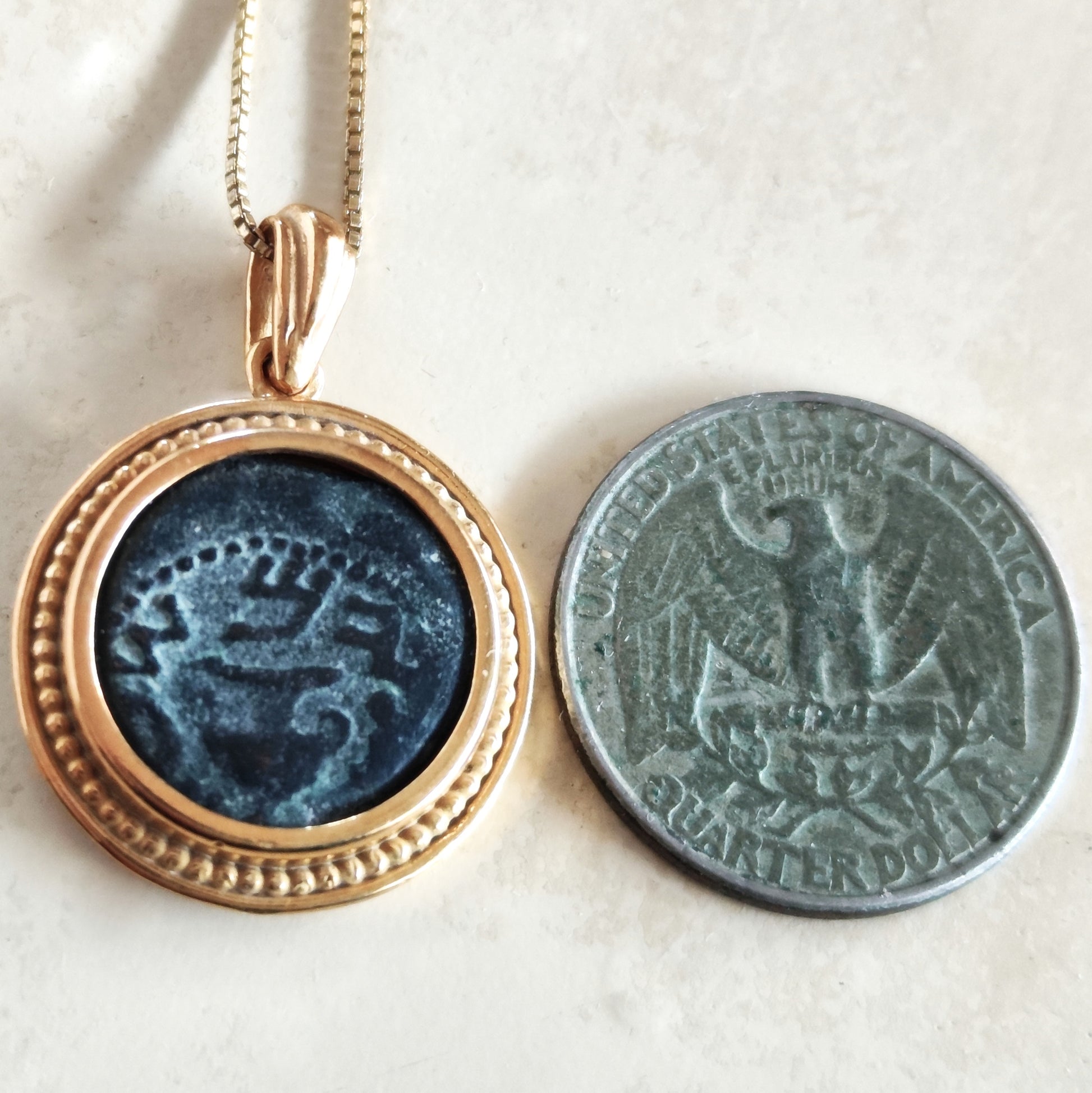 First Jewish Revolt Coin Medallion: Masada Prutah, Sterling Silver & Gold Barr Designs