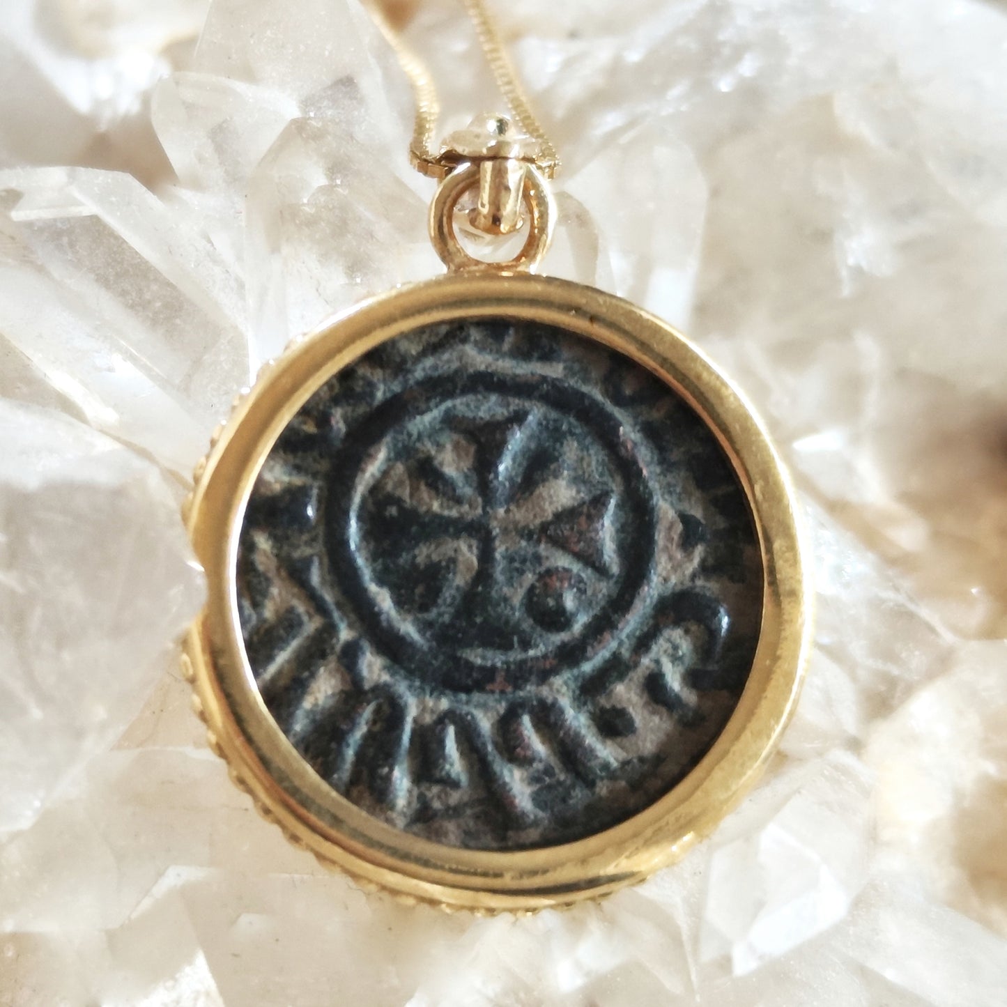 Medieval Crusader Cross Coin Necklace, Armenia Kingdom Christian Medallion, Gold Plated Barr Designs