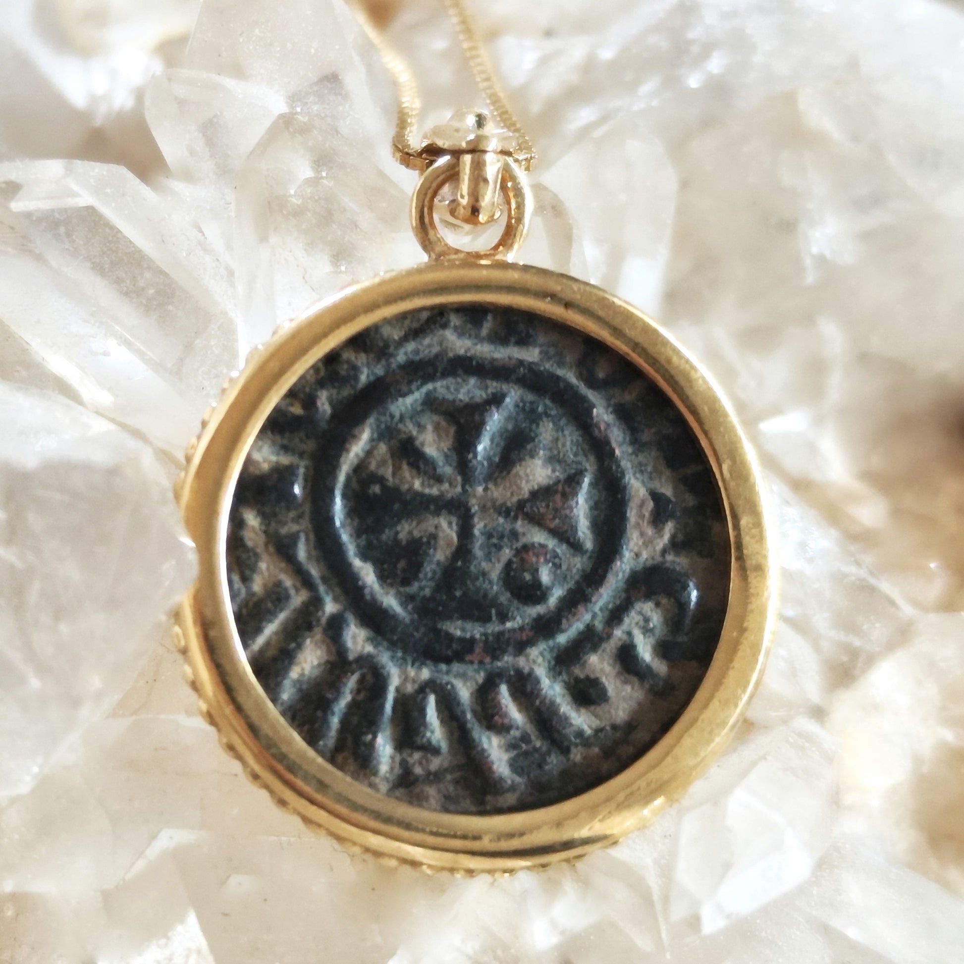 Medieval Crusader Cross Coin Necklace, Armenia Kingdom Christian Medallion, Gold Plated Barr Designs