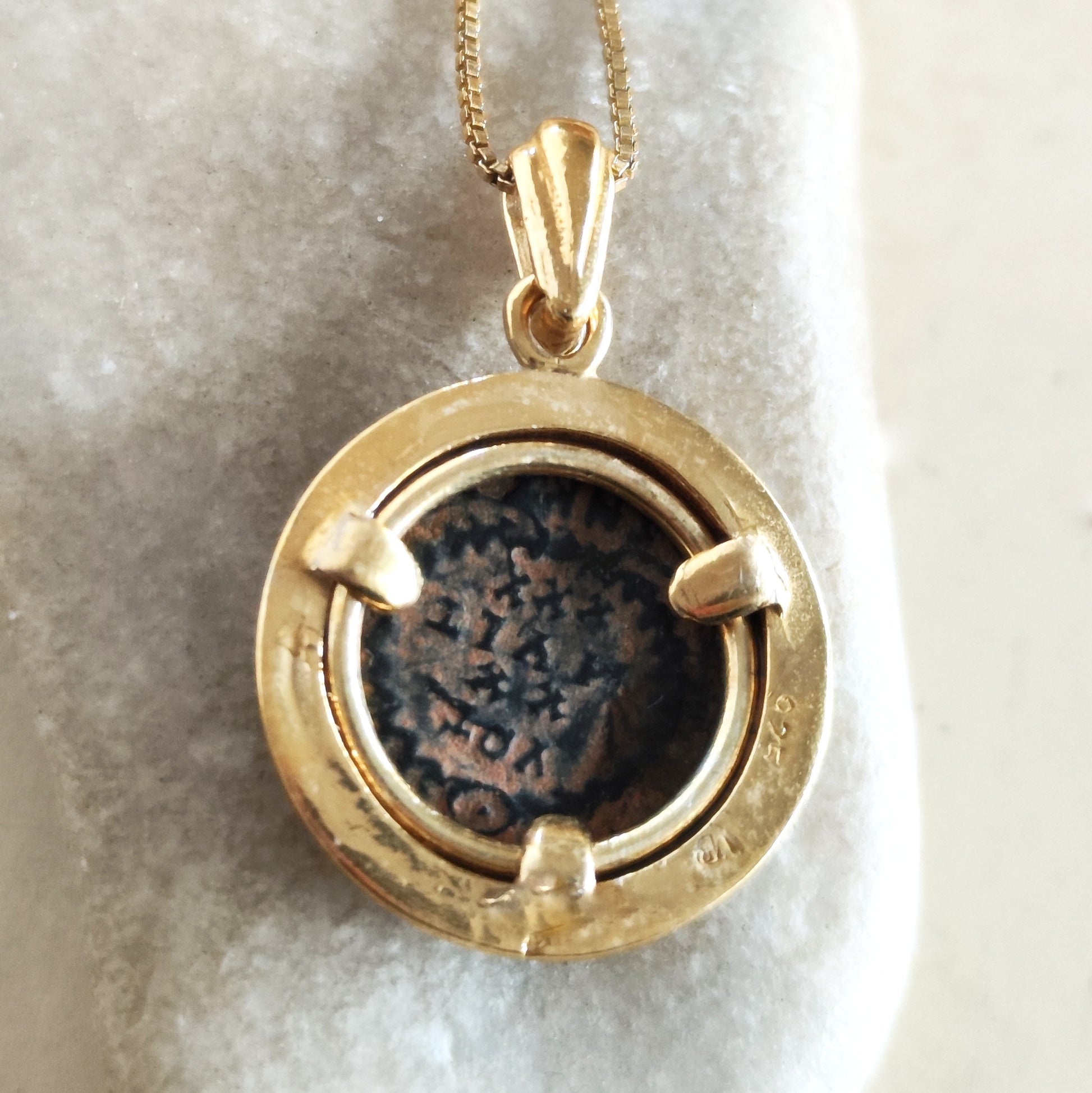 Authentic Certified Roman Coin Medallion, Emperor Constantius, Gold Plated Necklace Barr Designs