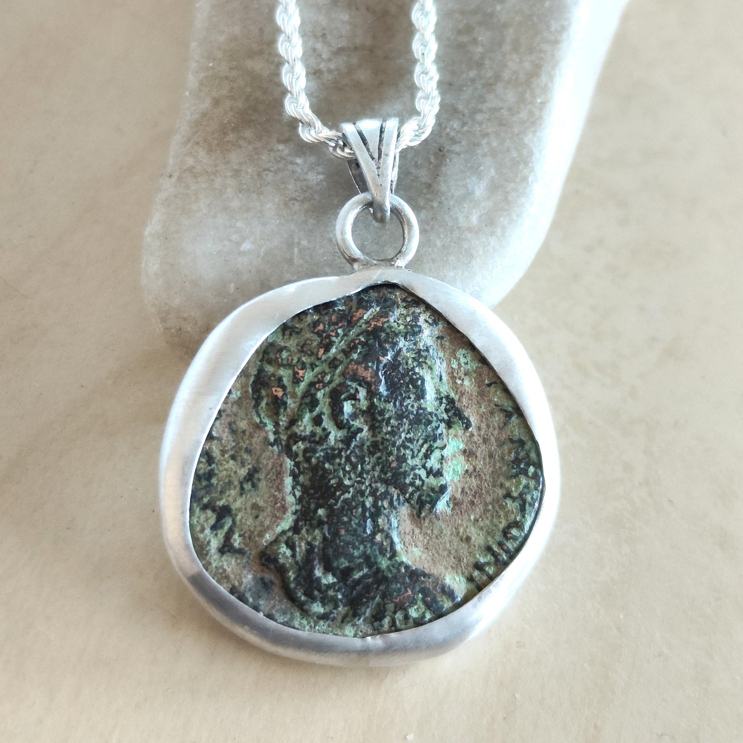 MARCUS AURELIUS Ancient Roman Coin Pendant Medallion, Stoic Philosophy, Sterling Silver Barr Designs