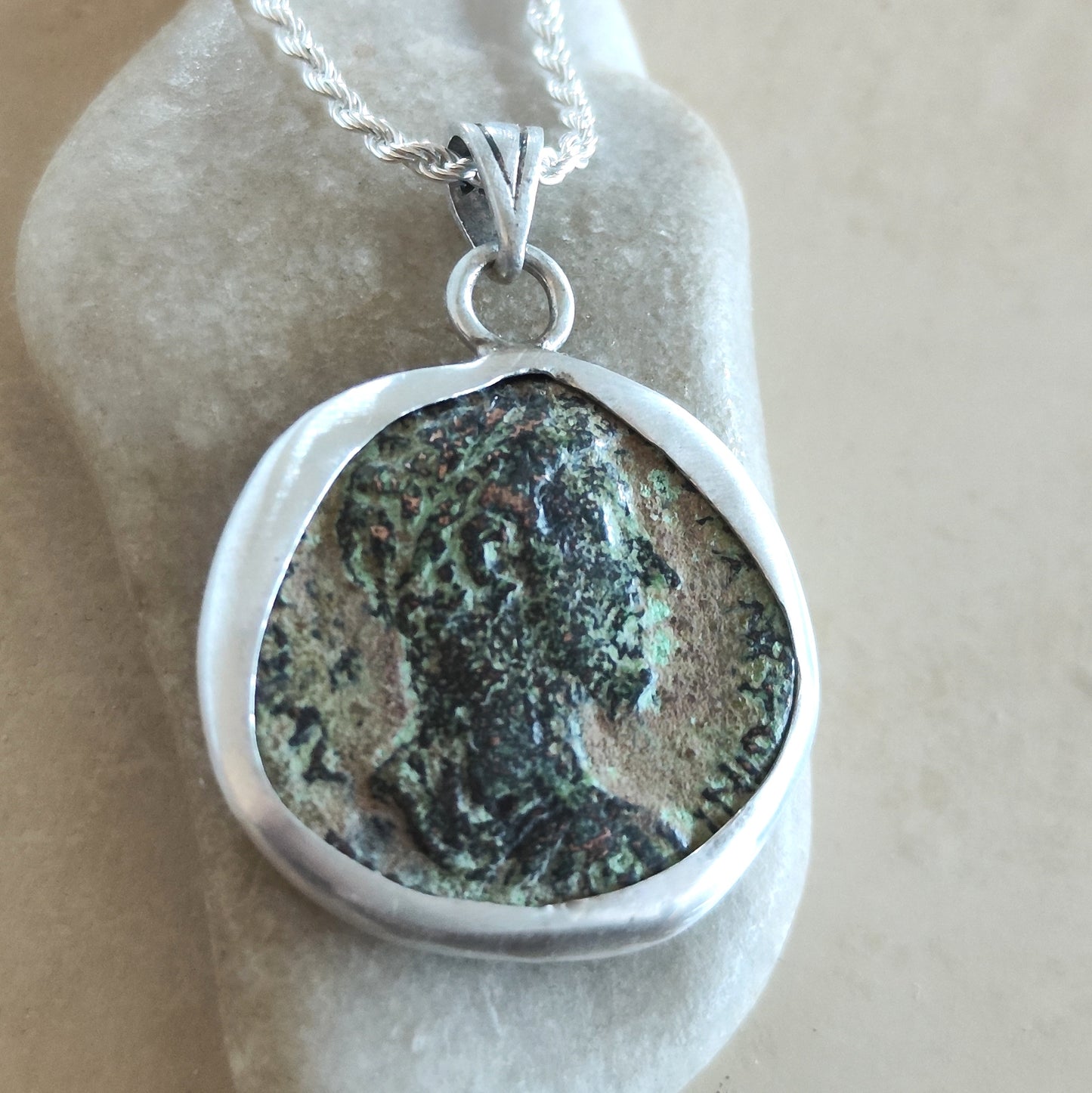 MARCUS AURELIUS Ancient Roman Coin Pendant Medallion, Stoic Philosophy, Sterling Silver Barr Designs