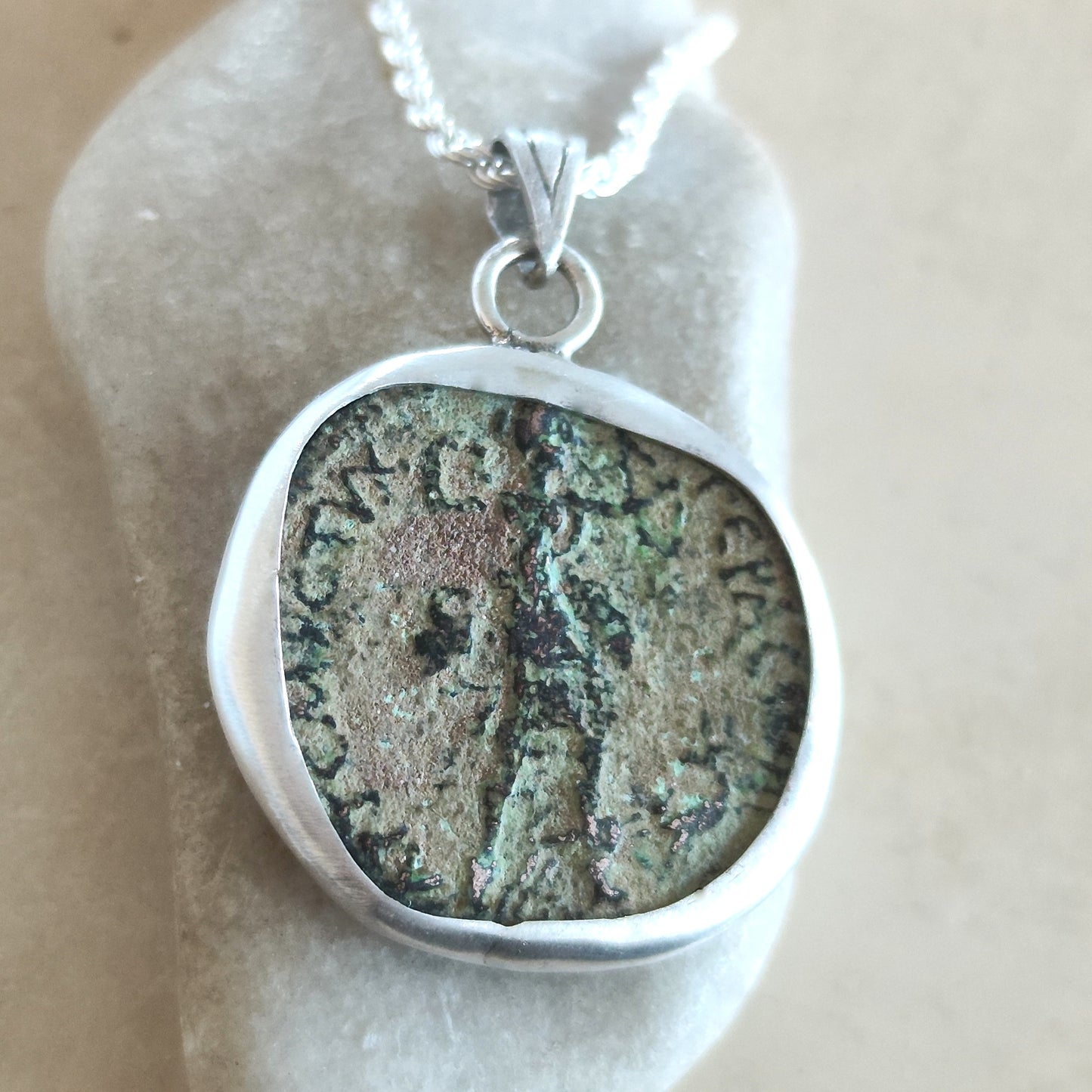 MARCUS AURELIUS Ancient Roman Coin Pendant Medallion, Stoic Philosophy, Sterling Silver Barr Designs