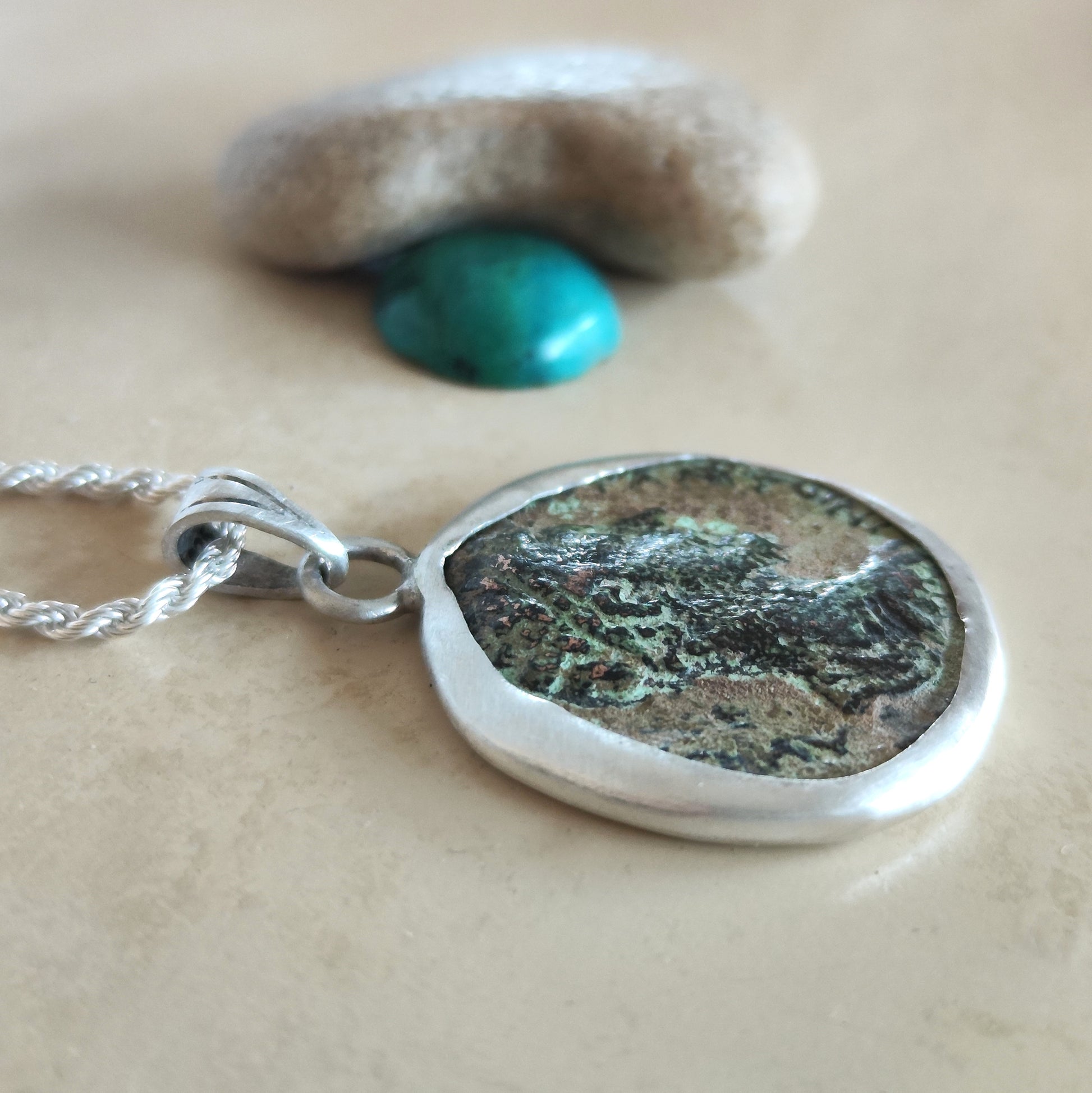 MARCUS AURELIUS Ancient Roman Coin Pendant Medallion, Stoic Philosophy, Sterling Silver Barr Designs