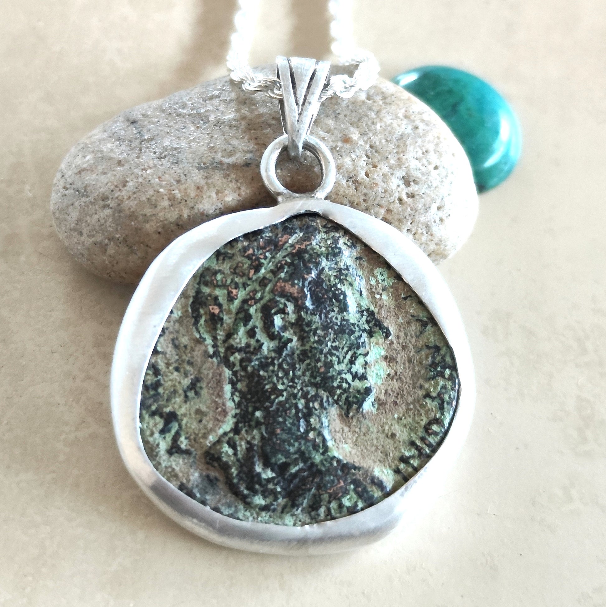MARCUS AURELIUS Ancient Roman Coin Pendant Medallion, Stoic Philosophy, Sterling Silver Barr Designs