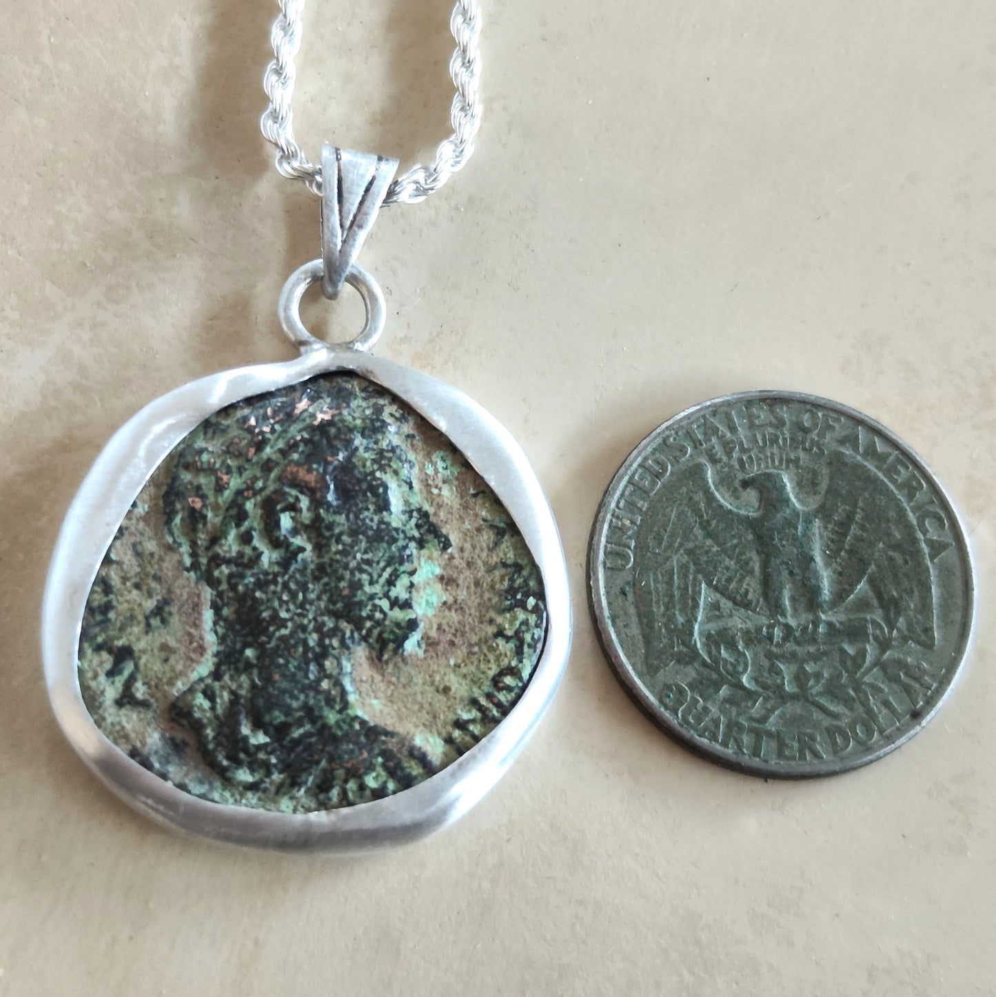 MARCUS AURELIUS Ancient Roman Coin Pendant Medallion, Stoic Philosophy, Sterling Silver Barr Designs