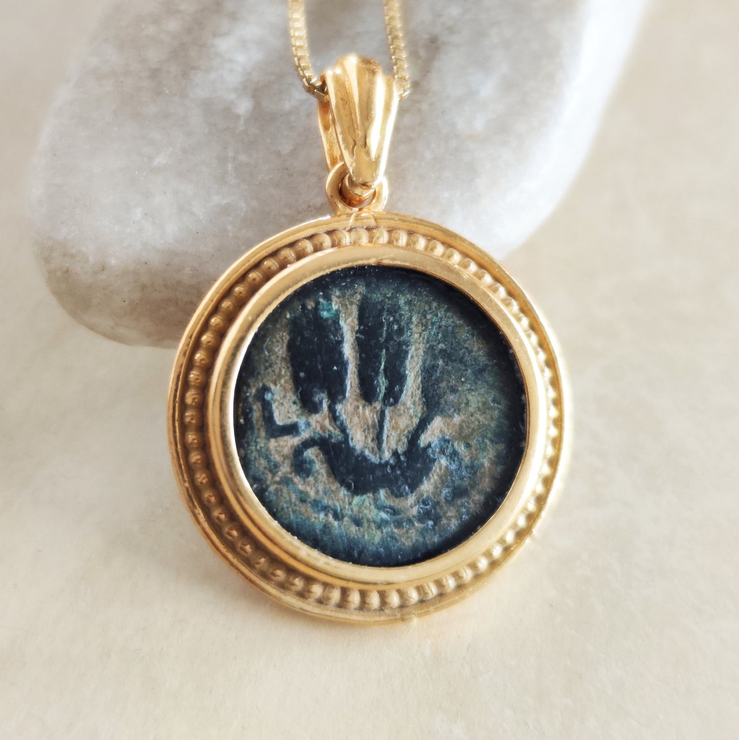 Herod Agrippa Ancient Coin Necklace, Roman Judea Herodian King, Gold Plated Sterling Silver Pendant Barr Designs