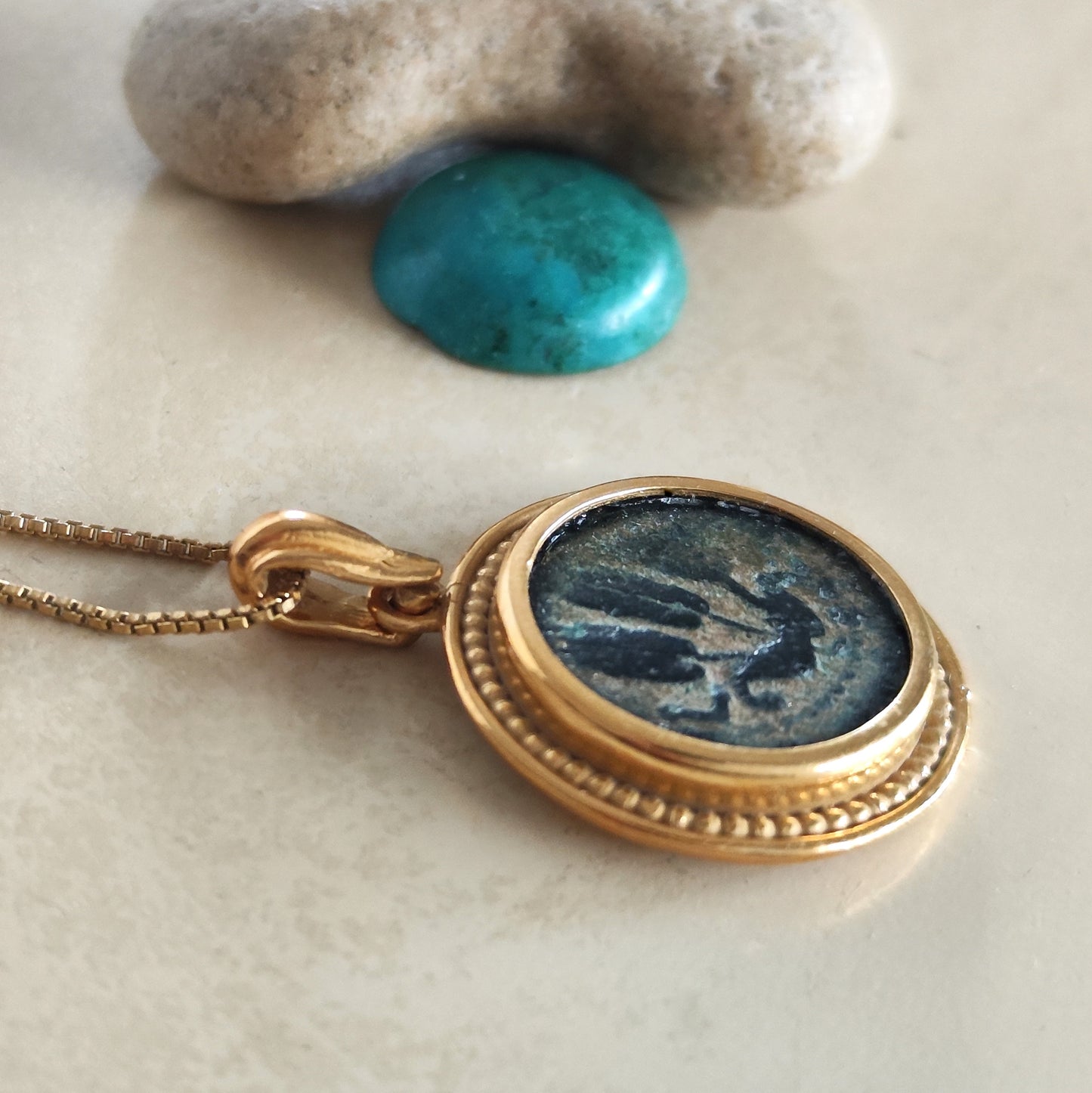 Herod Agrippa Ancient Coin Necklace, Roman Judea Herodian King, Gold Plated Sterling Silver Pendant Barr Designs
