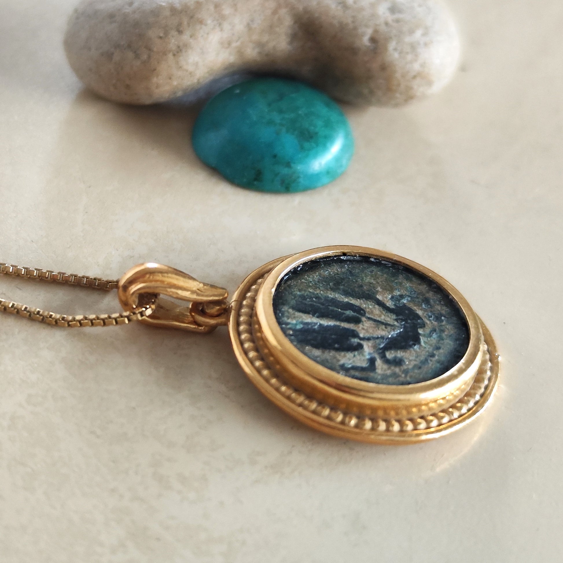 Herod Agrippa Ancient Coin Necklace, Roman Judea Herodian King, Gold Plated Sterling Silver Pendant Barr Designs