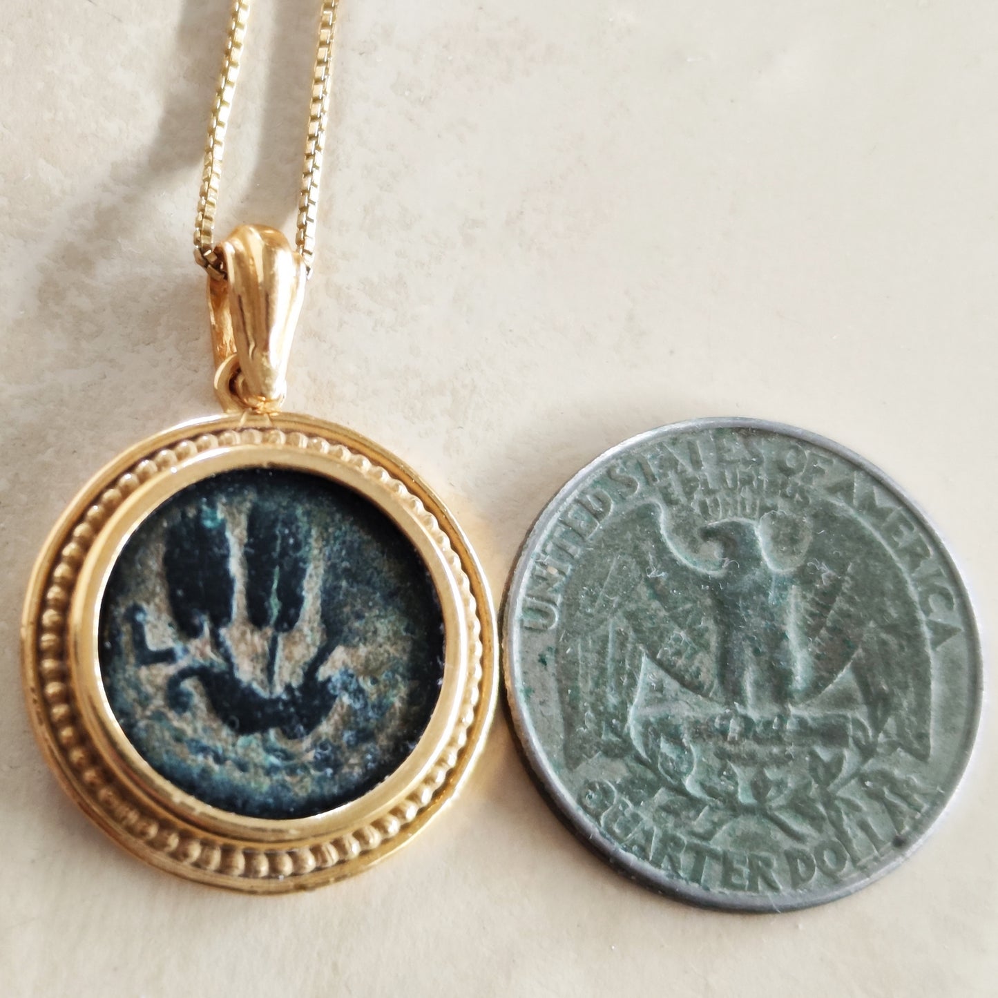 Herod Agrippa Ancient Coin Necklace, Roman Judea Herodian King, Gold Plated Sterling Silver Pendant Barr Designs