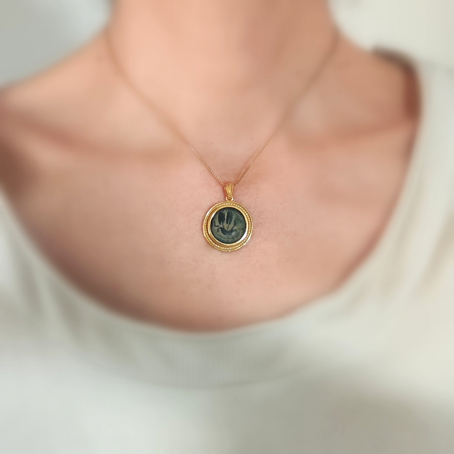 Herod Agrippa Ancient Coin Necklace, Roman Judea Herodian King, Gold Plated Sterling Silver Pendant Barr Designs