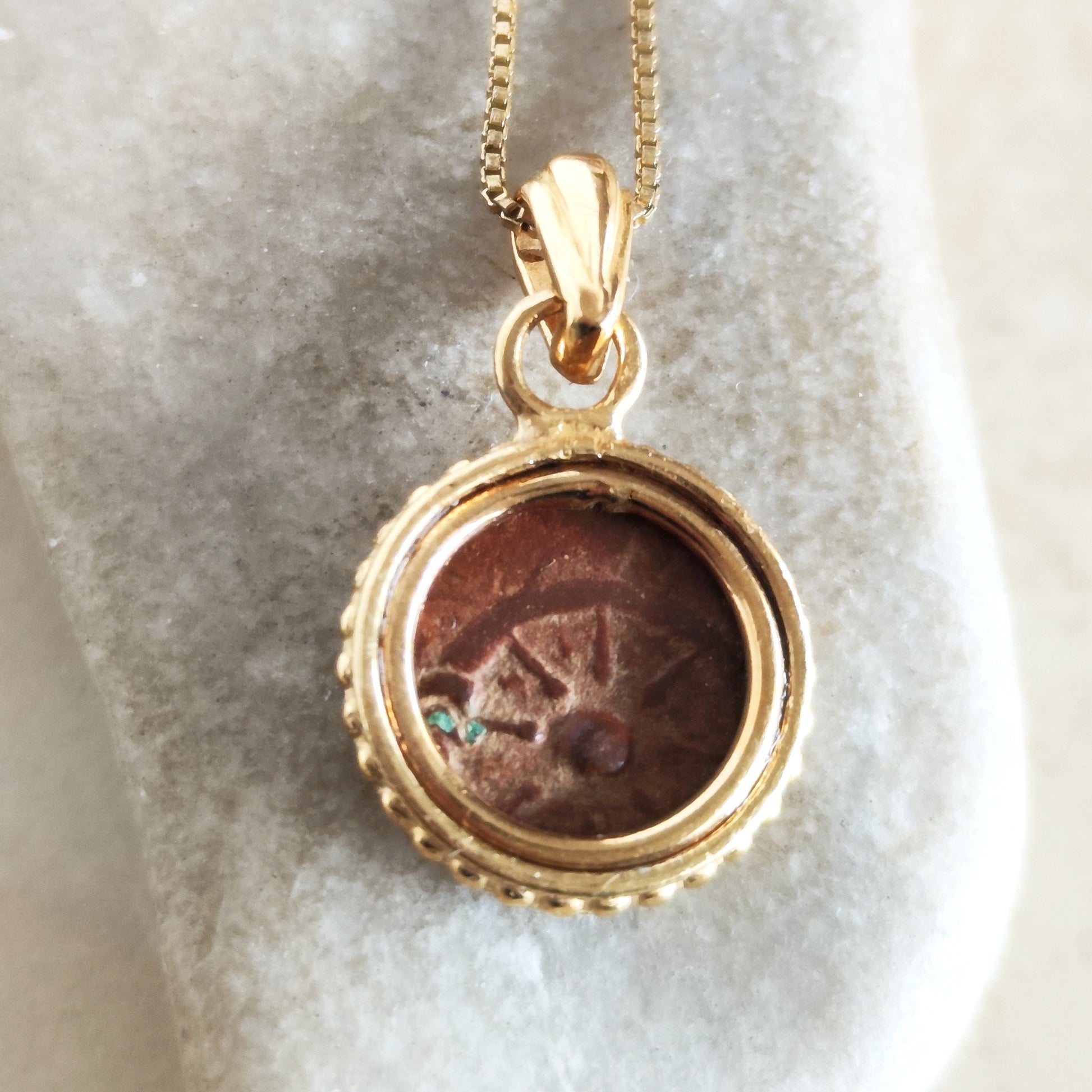Mark 12:41 Widow's Mite Coin Necklace, Biblical Ancient Prutah, Historical Jewelry, Gold Plated Pendant Barr Designs