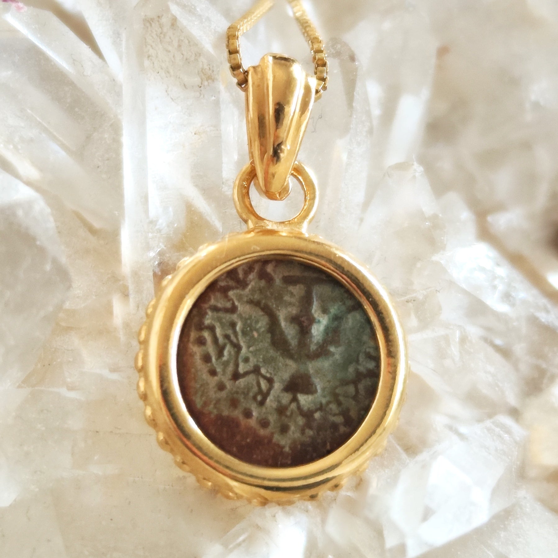 Mark 12:41 Widow's Mite Coin Necklace, Biblical Ancient Prutah, Historical Jewelry, Gold Plated Pendant Barr Designs