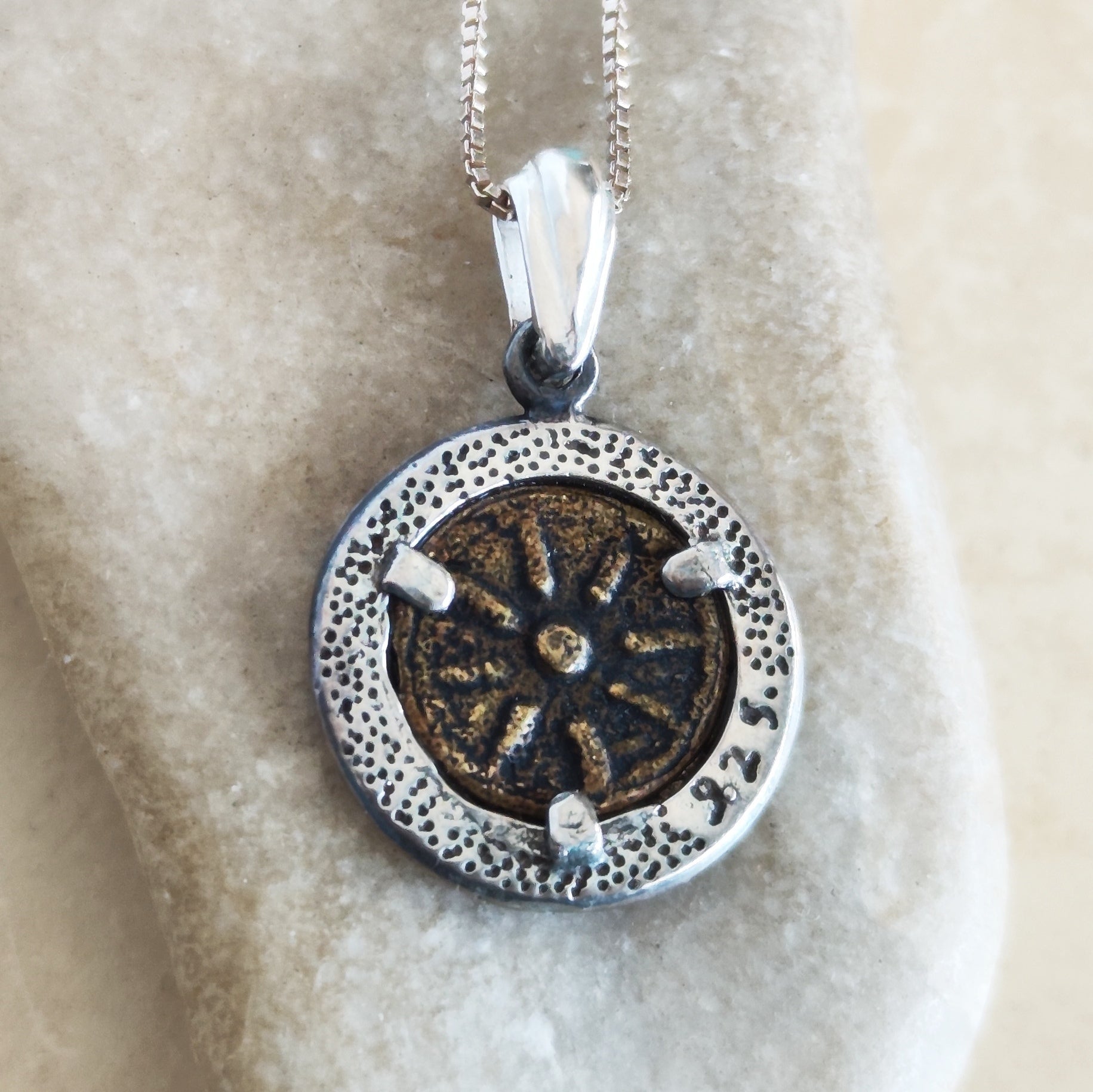 Widow's Mite Replica Coin Necklace, Sterling Silver Christian Coin Pendant Barr Designs