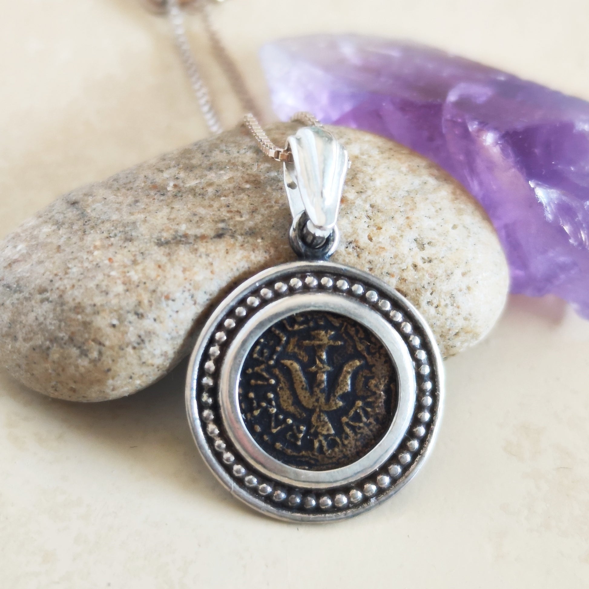 Widow's Mite Replica Coin Necklace, Sterling Silver Christian Coin Pendant Barr Designs