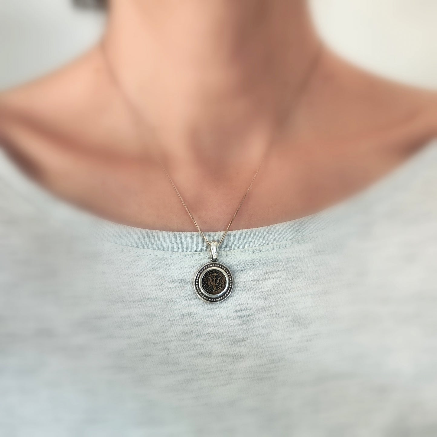 Widow's Mite Replica Coin Necklace, Sterling Silver Christian Coin Pendant Barr Designs