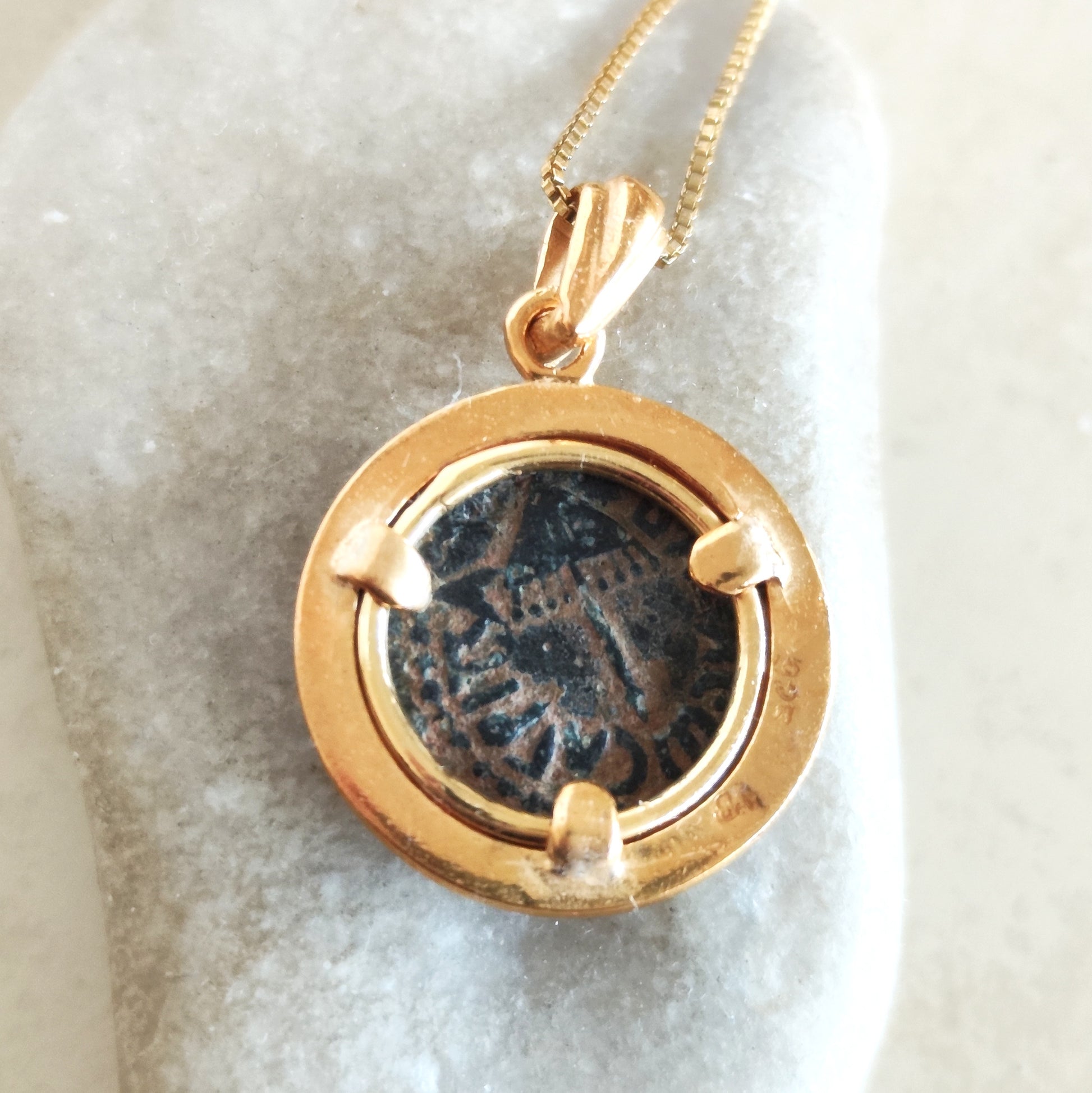 Authentic Herod Agrippa Coin Gold Plated Necklace, Ancient Jewish Roman History Medallion Barr Designs