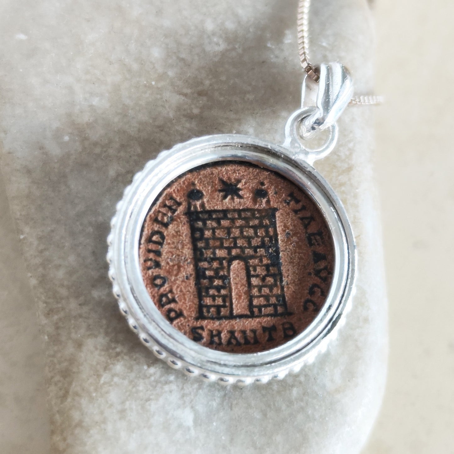 Emperor Constantine the Great Coin Pendant, Genuine Roman Christian Medallion for Men, Sterling Silver Barr Designs