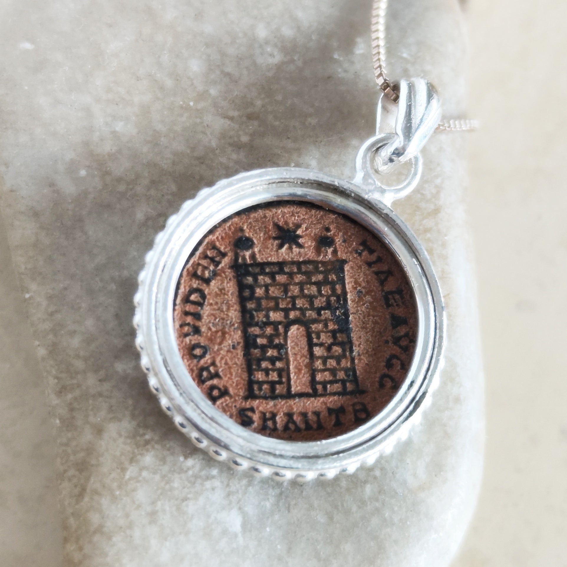 Emperor Constantine the Great Coin Pendant, Genuine Roman Christian Medallion for Men, Sterling Silver Barr Designs