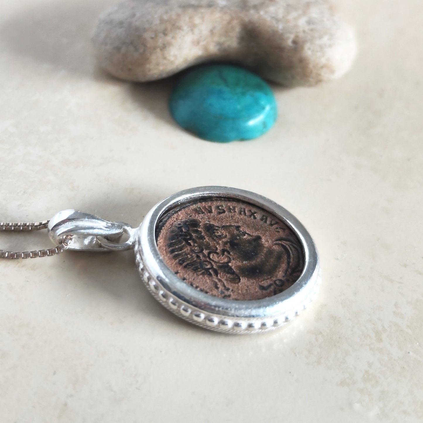 Emperor Constantine the Great Coin Pendant, Genuine Roman Christian Medallion for Men, Sterling Silver Barr Designs