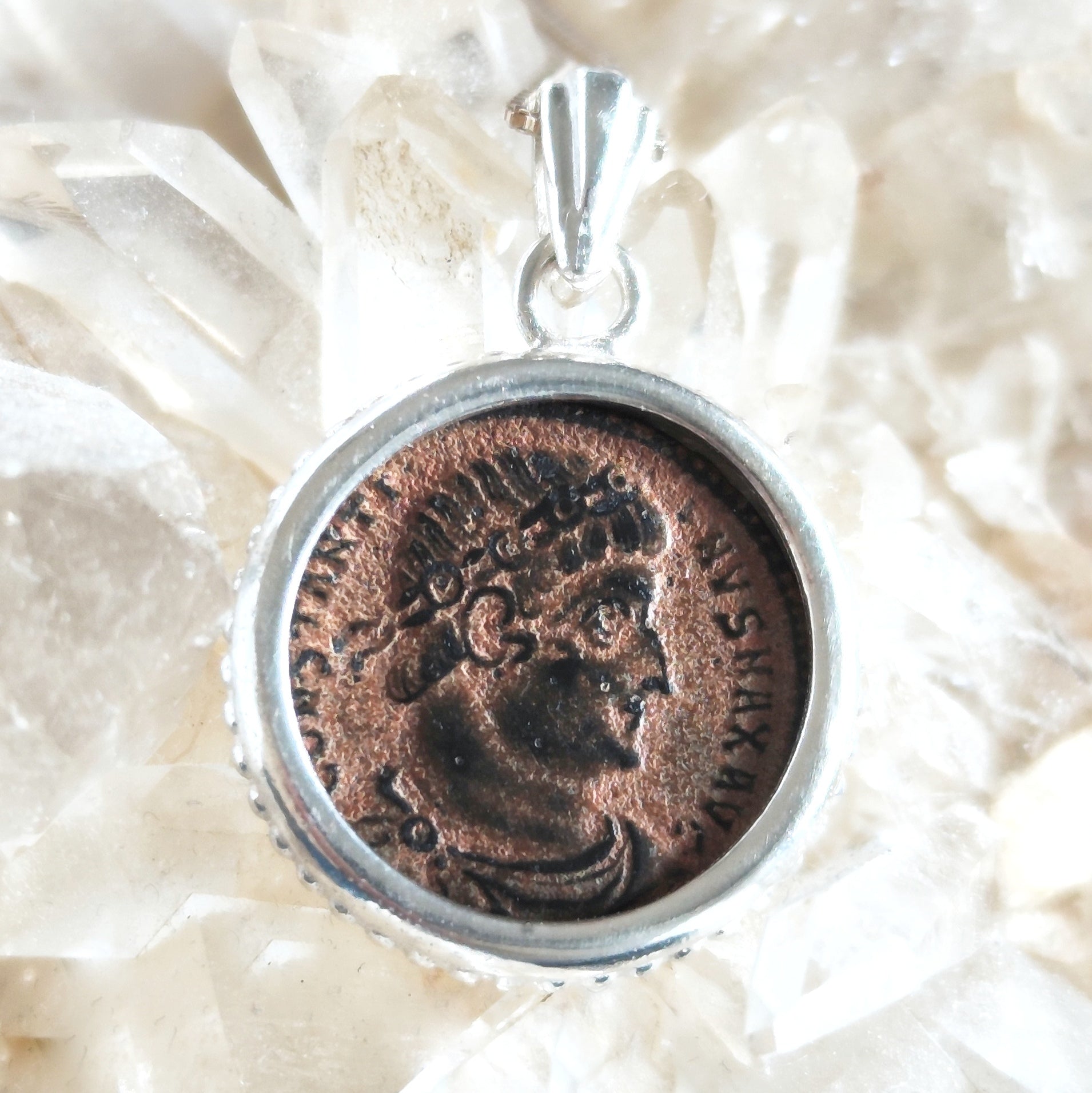 Emperor Constantine the Great Coin Pendant, Genuine Roman Christian Medallion for Men, Sterling Silver Barr Designs