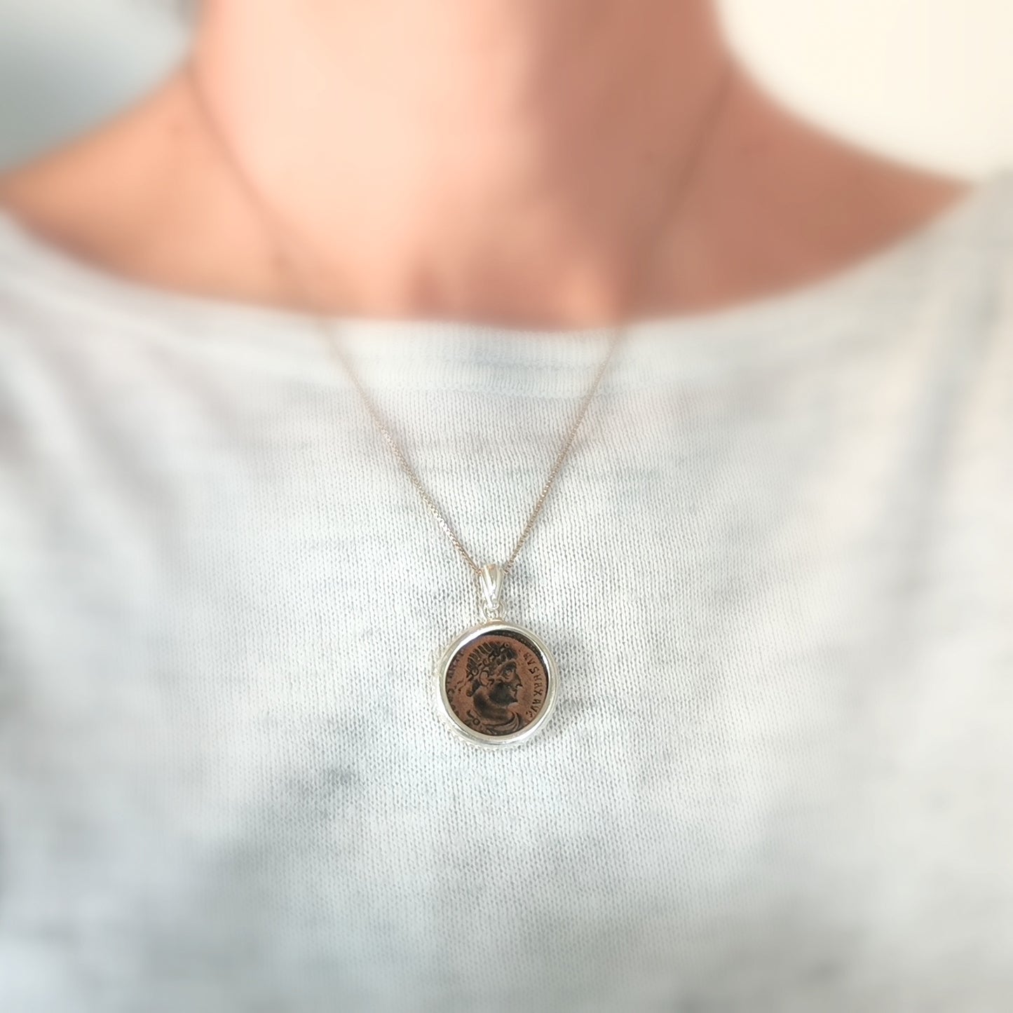 Emperor Constantine the Great Coin Pendant, Genuine Roman Christian Medallion for Men, Sterling Silver Barr Designs