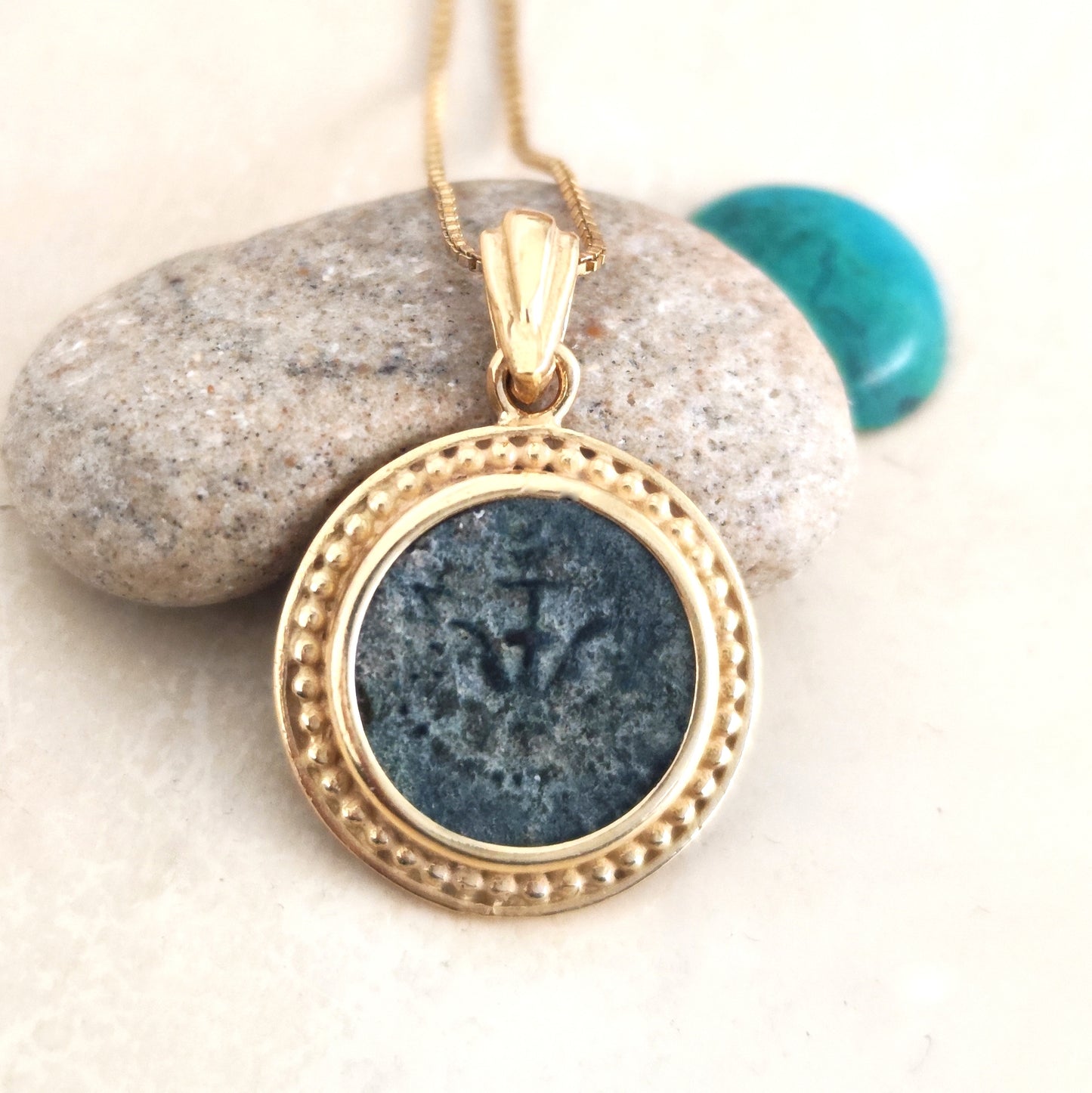 Antique Large Widows Mite Coin Necklace, Jesus Biblical Christian Genuine Coin, Gold Plated Jewelry Barr Designs