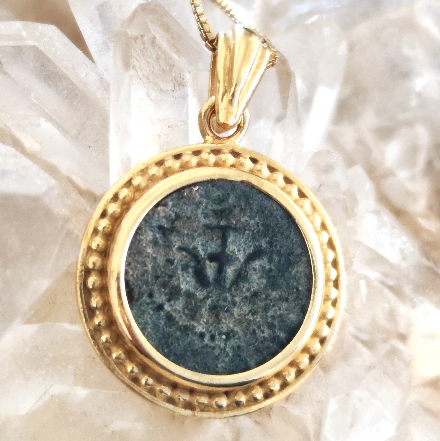 Antique Large Widows Mite Coin Necklace, Jesus Biblical Christian Genuine Coin, Gold Plated Jewelry Barr Designs