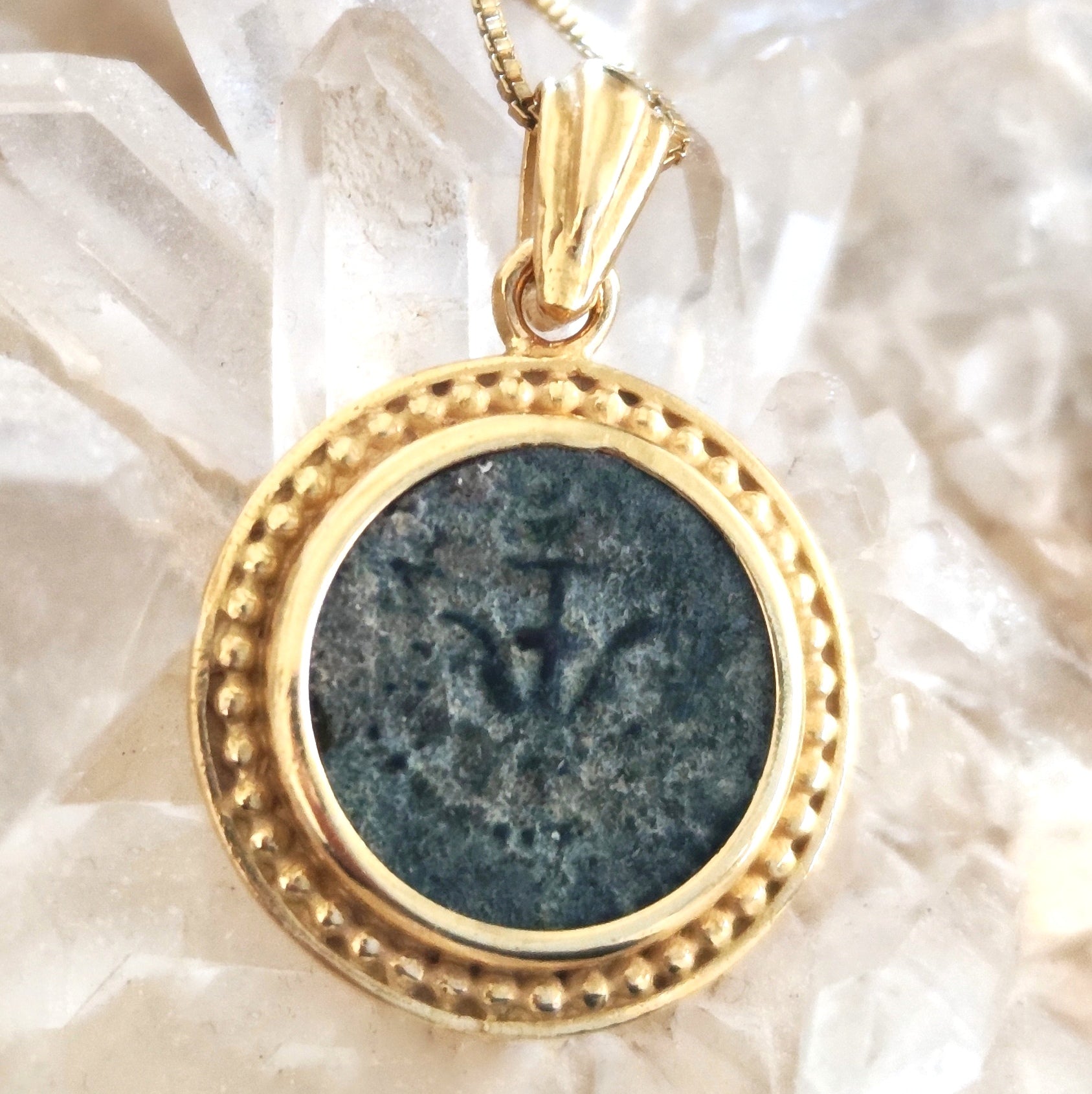 Antique Large Widows Mite Coin Necklace, Jesus Biblical Christian Genuine Coin, Gold Plated Jewelry Barr Designs