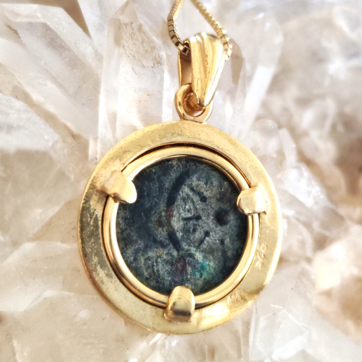 Antique Large Widows Mite Coin Necklace, Jesus Biblical Christian Genuine Coin, Gold Plated Jewelry Barr Designs