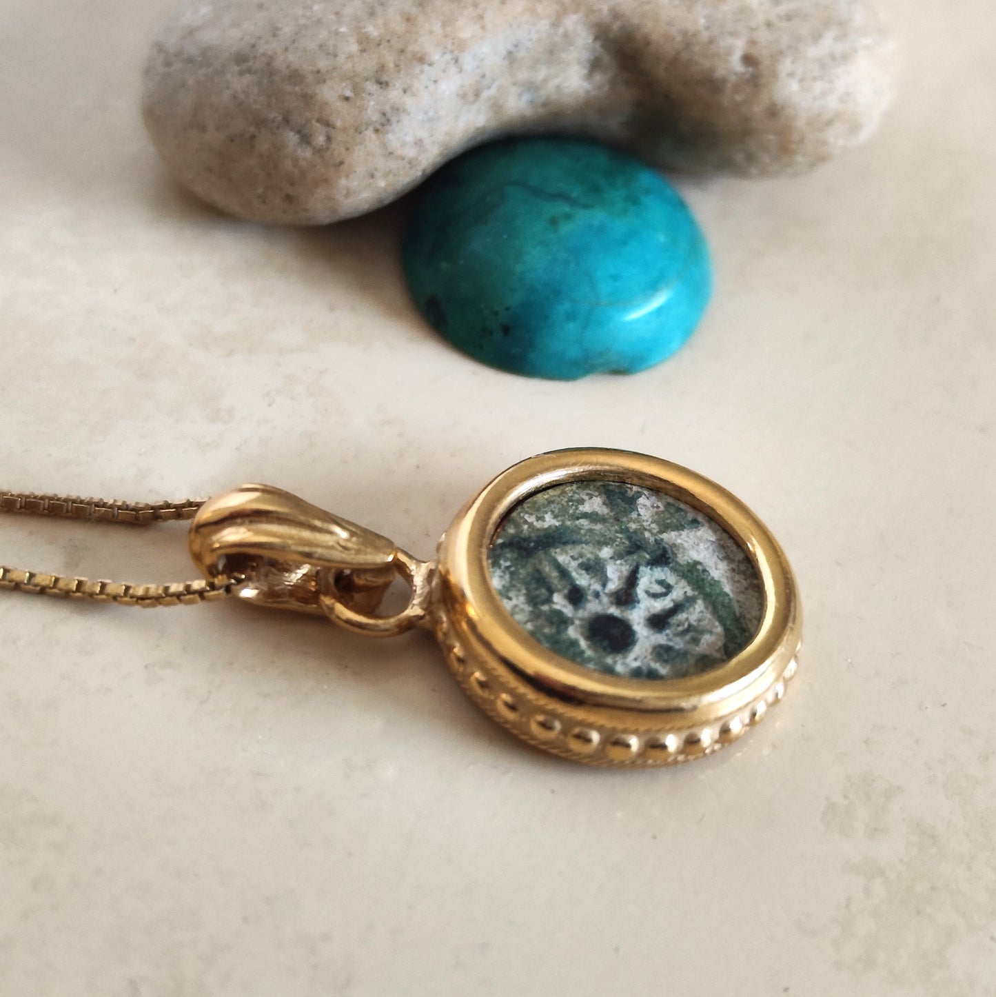 Mark 12:41 Widow's Mite Coin Necklace, Genuine Biblical Ancient Prutah, Historical Jewelry, Gold Plated Pendant Barr Designs