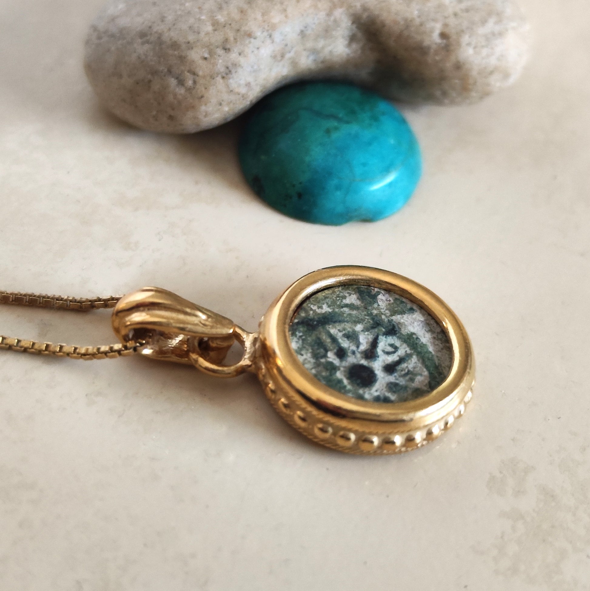 Mark 12:41 Widow's Mite Coin Necklace, Genuine Biblical Ancient Prutah, Historical Jewelry, Gold Plated Pendant Barr Designs