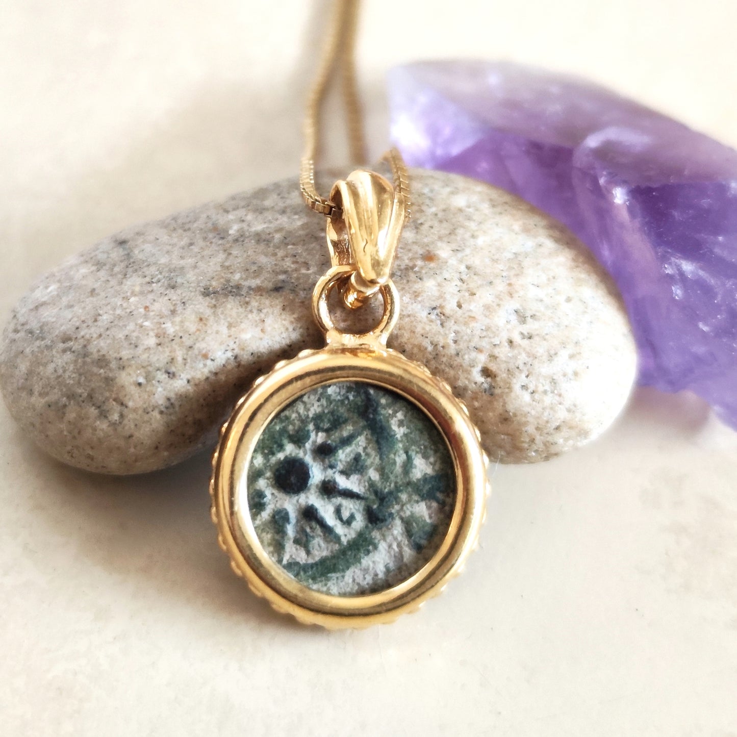 Mark 12:41 Widow's Mite Coin Necklace, Genuine Biblical Ancient Prutah, Historical Jewelry, Gold Plated Pendant Barr Designs