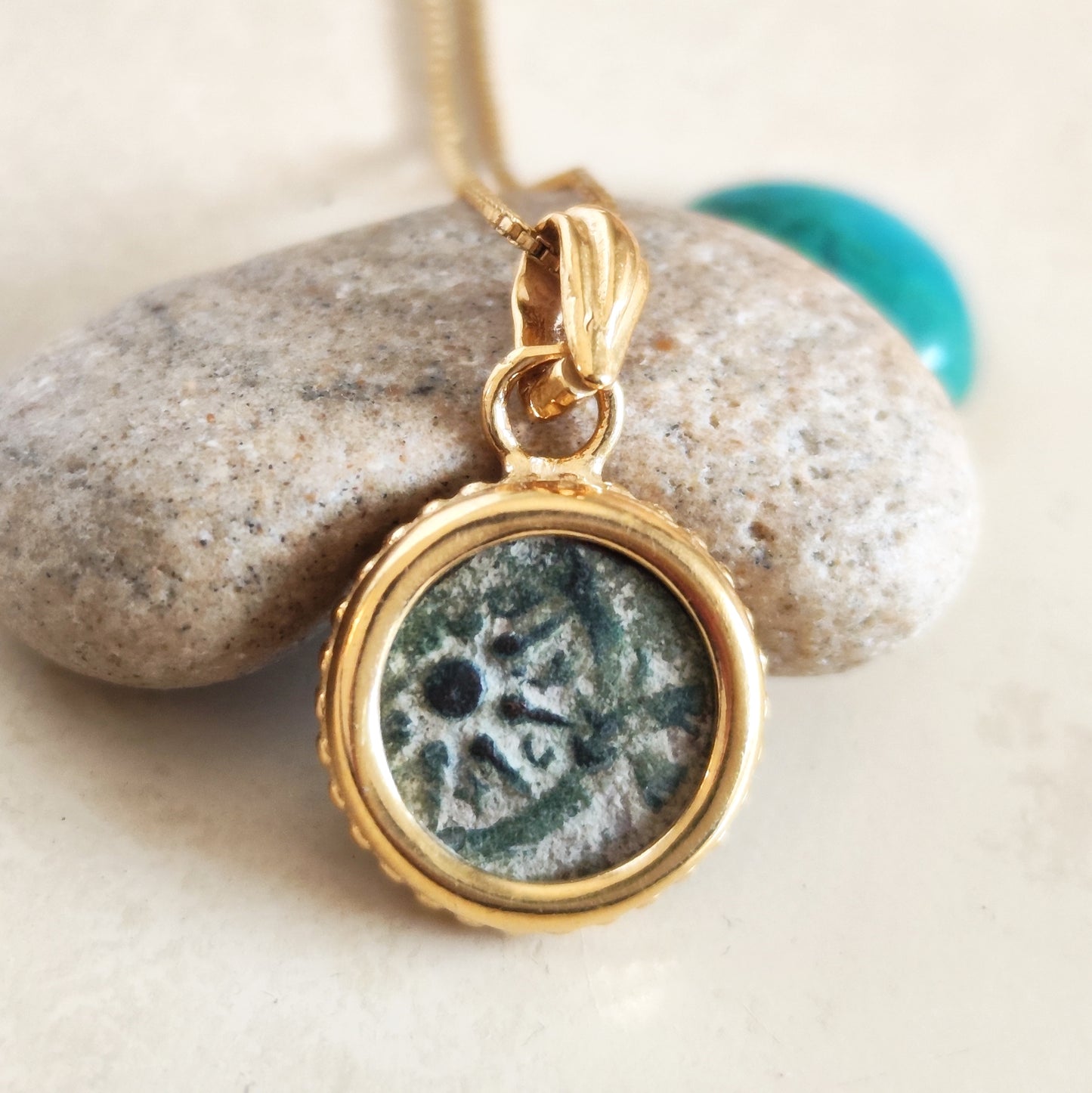 Mark 12:41 Widow's Mite Coin Necklace, Genuine Biblical Ancient Prutah from Jesus time