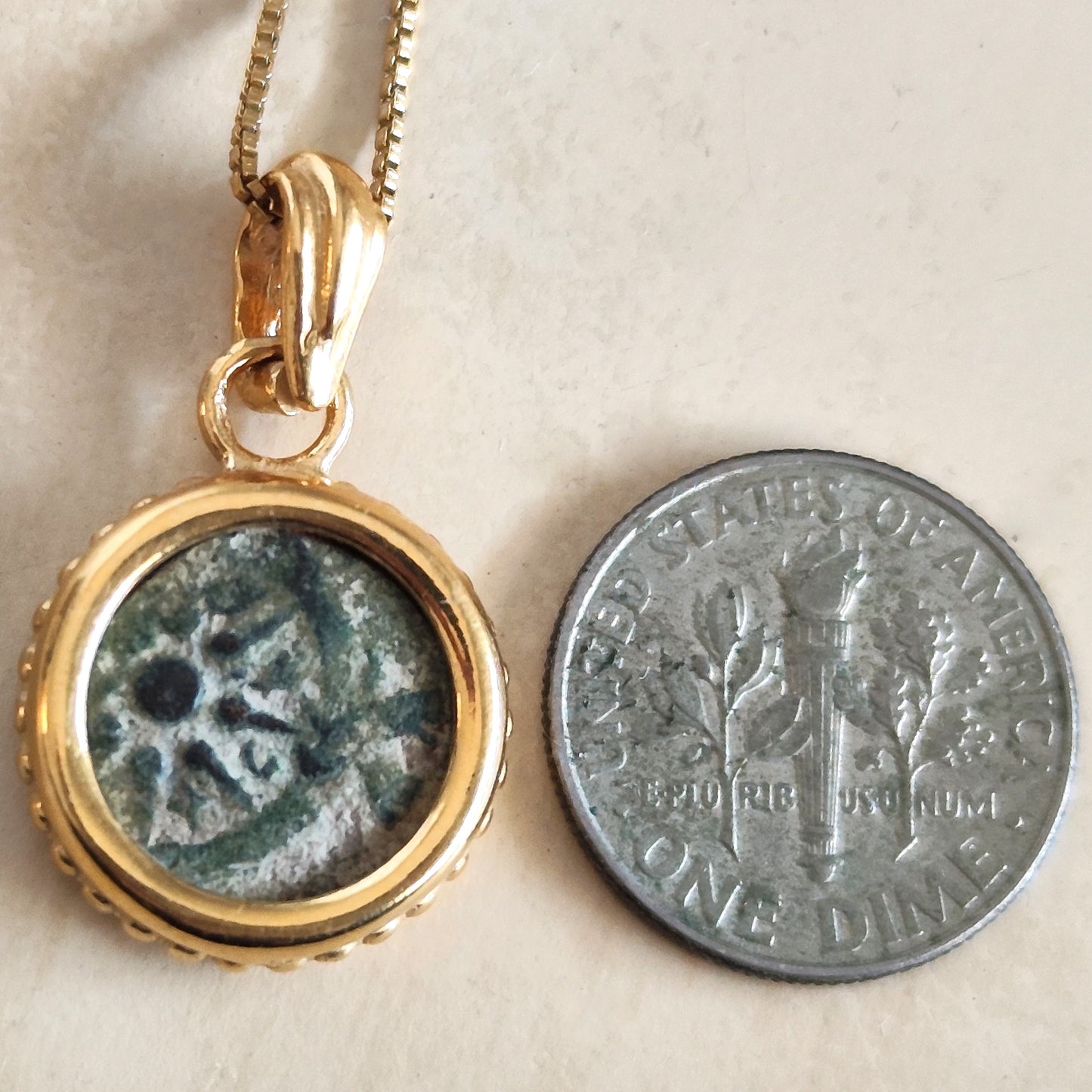 Mark 12:41 Widow's Mite Coin Necklace, Genuine Biblical Ancient Prutah, Historical Jewelry, Gold Plated Pendant Barr Designs