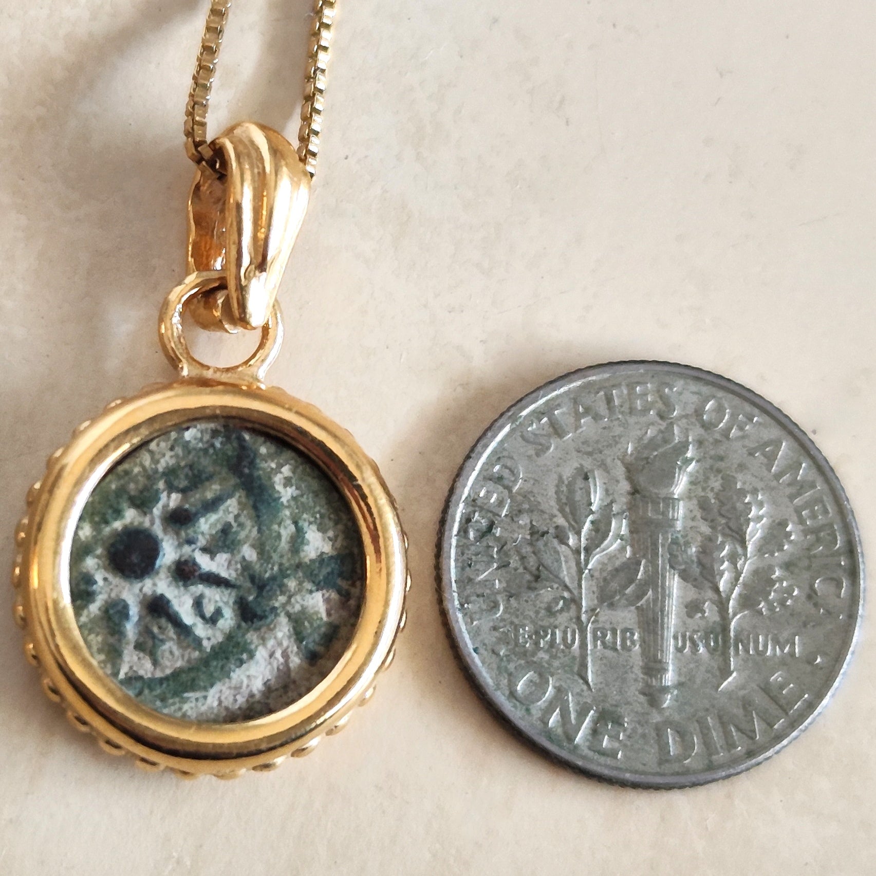 Mark 12:41 Widow's Mite Coin Necklace, Genuine Biblical Ancient Prutah, Historical Jewelry, Gold Plated Pendant Barr Designs