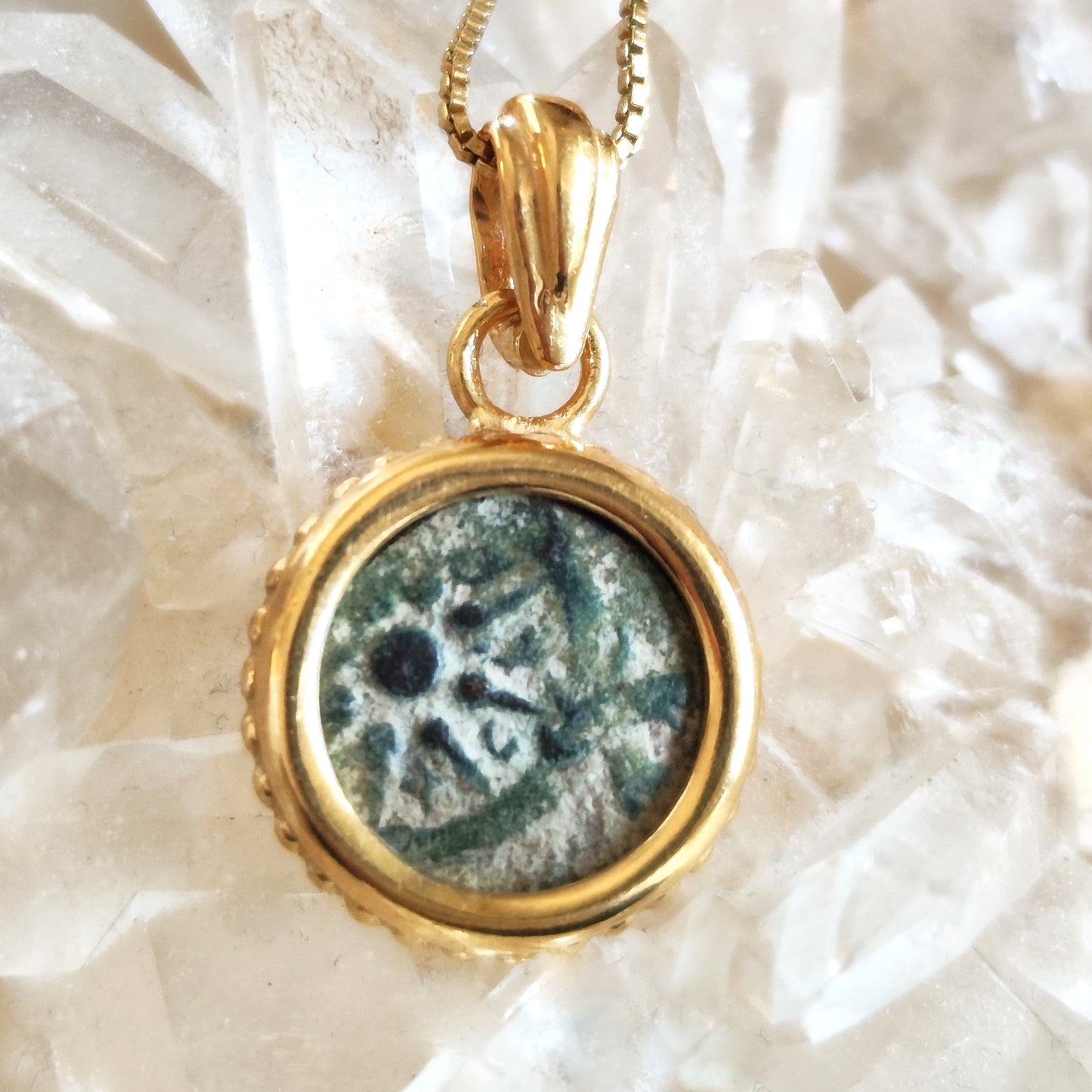 Mark 12:41 Widow's Mite Coin Necklace, Genuine Biblical Ancient Prutah, Historical Jewelry, Gold Plated Pendant Barr Designs