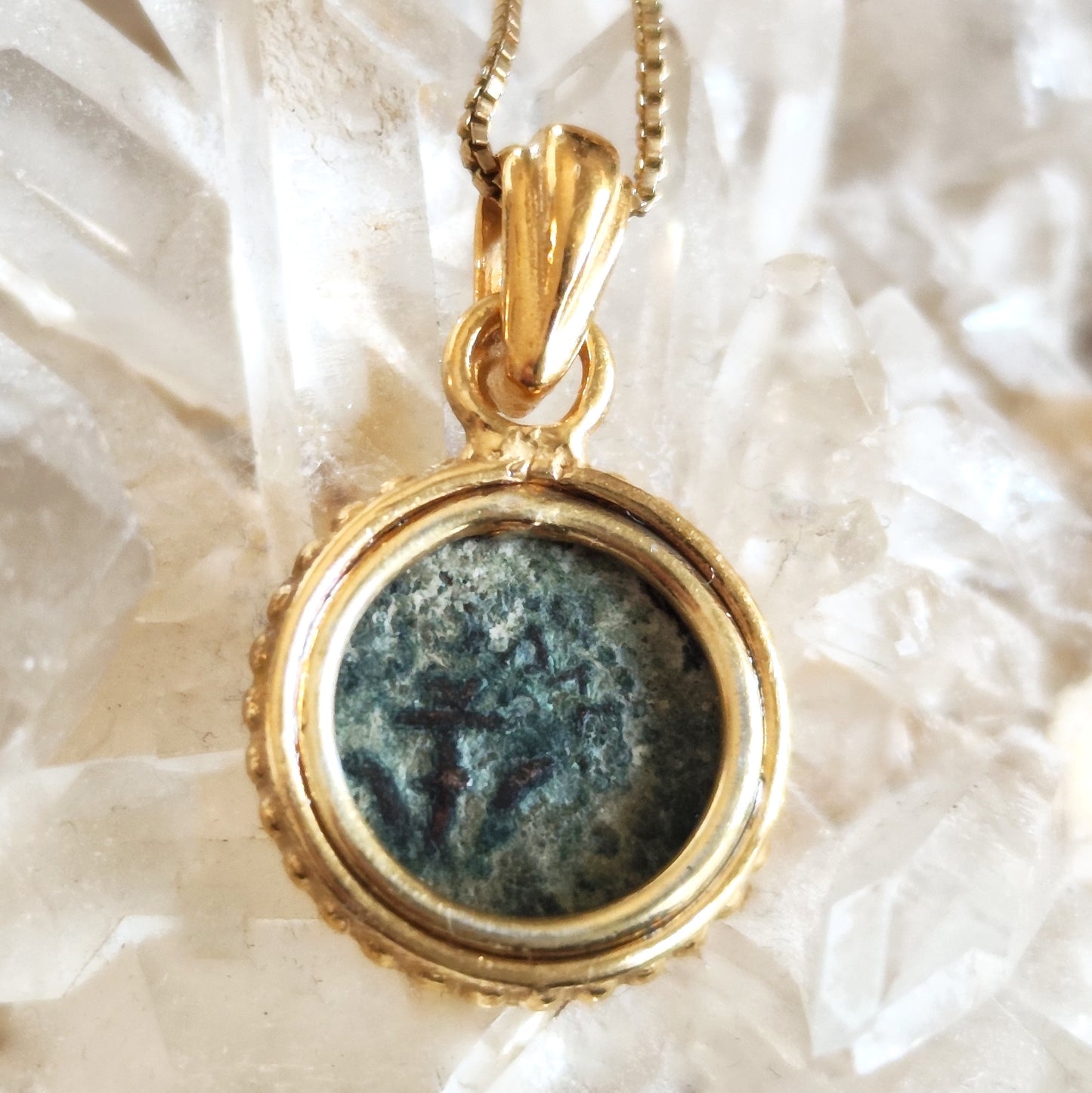 Mark 12:41 Widow's Mite Coin Necklace, Genuine Biblical Ancient Prutah, Historical Jewelry, Gold Plated Pendant Barr Designs