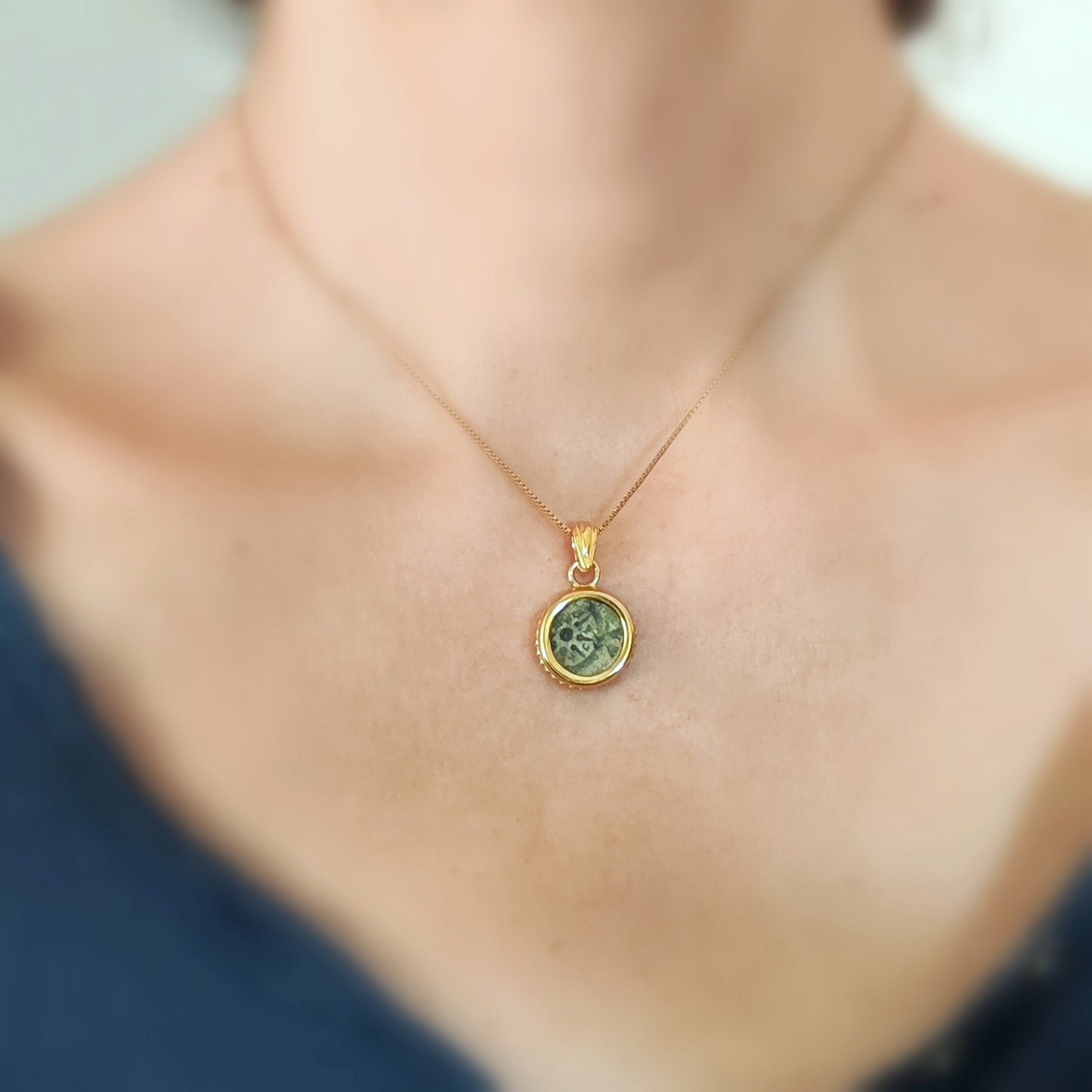 Mark 12:41 Widow's Mite Coin Necklace, Genuine Biblical Ancient Prutah, Historical Jewelry, Gold Plated Pendant Barr Designs