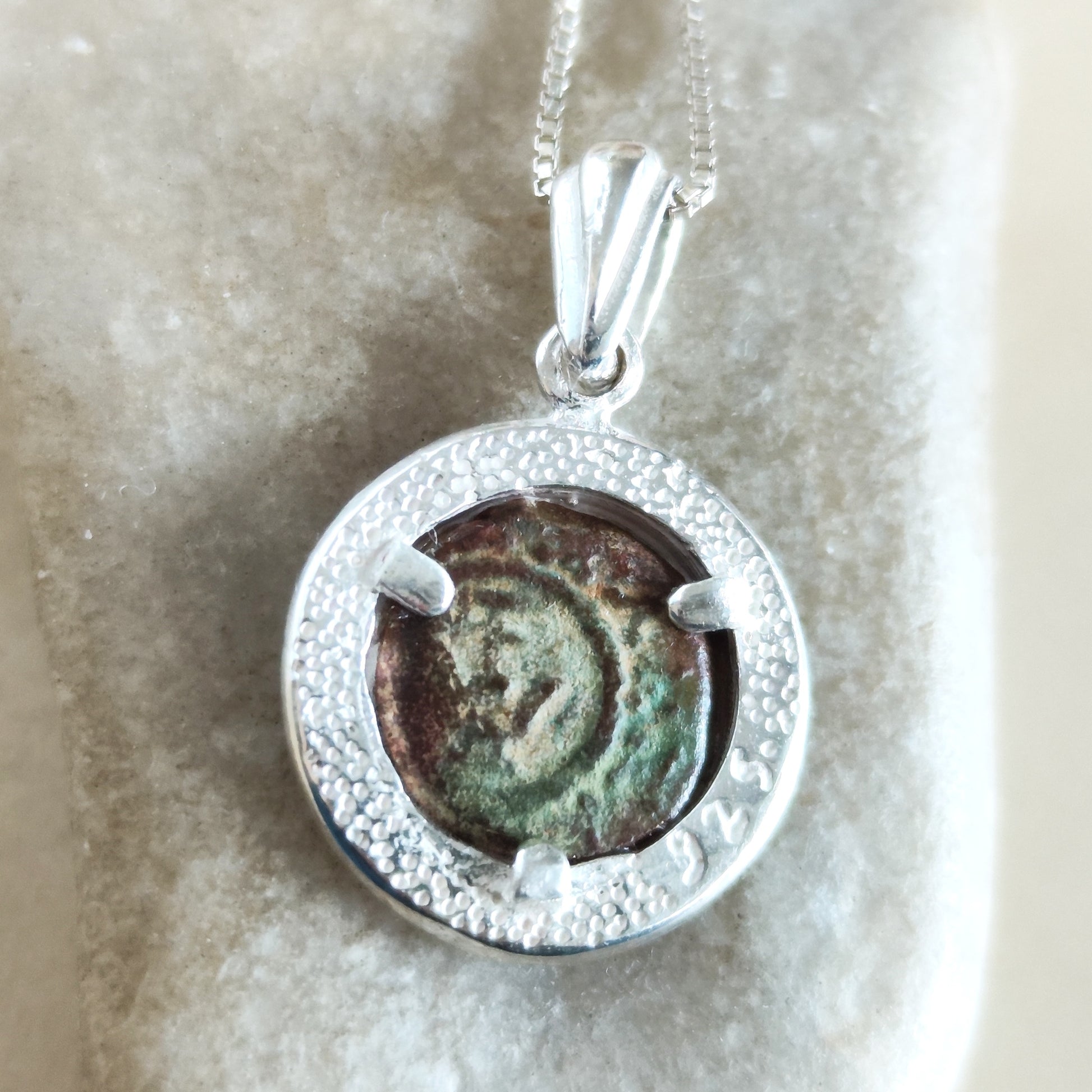 Real Antique Biblical Widow's Mite Coin Necklace, Ancient Christian Coin Silver  Pendant, Judean Prutah Barr Designs