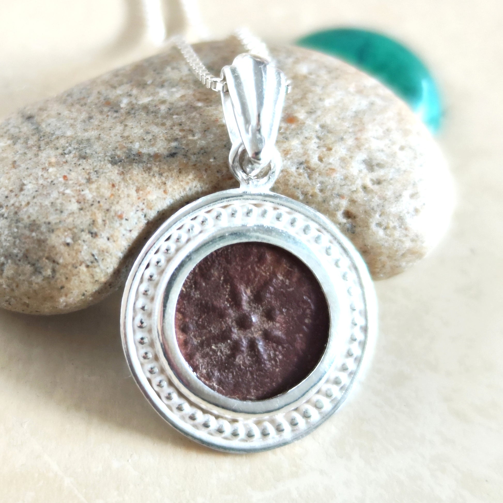 Real Antique Widow's Mite Coin silver Necklace, Biblical Artifact from the time of Jesus