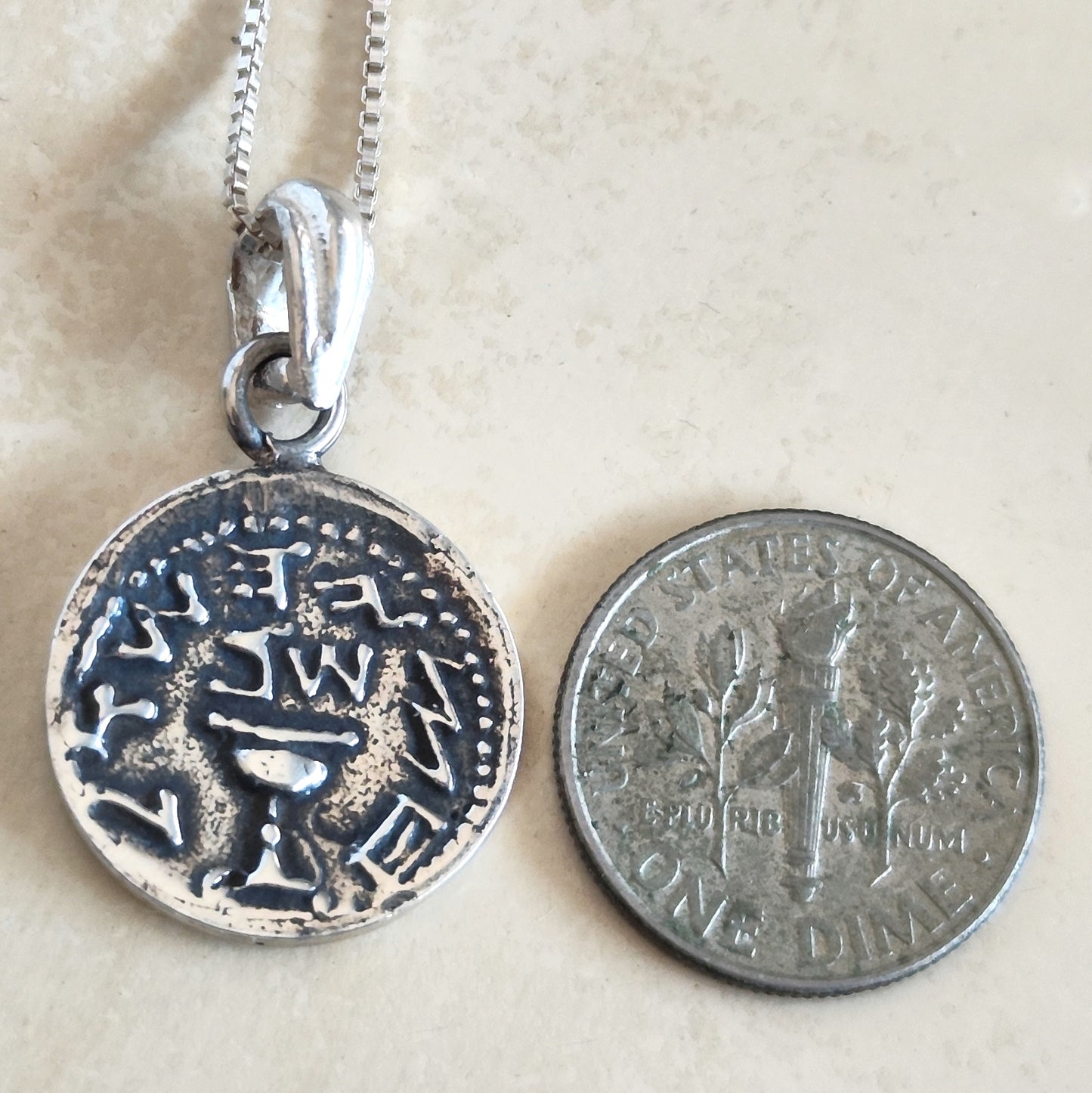 The Famous Silver Half Shekel Coin Pendant, First Jewish Revolt Replica Charm Necklace Barr Designs