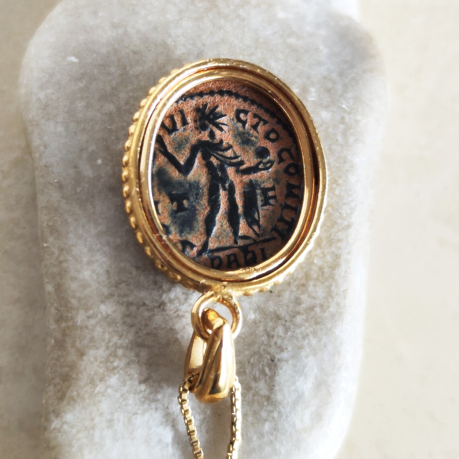 Roman Emperor Constantine The Great Coin Pendant, Certified Antique Artifact, 18K Gold Plated, Christian Jewelry Barr Designs