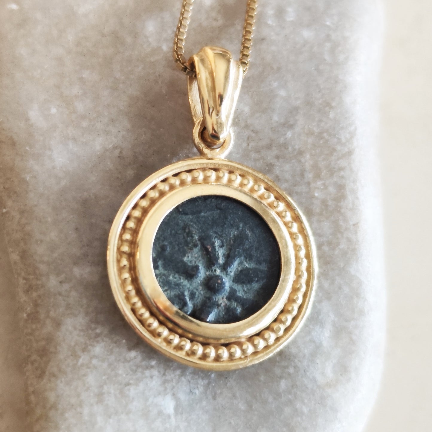 Mark 12:41 Biblical Coin Pendant, Genuine widow's mite Gold Plated charm Barr Designs