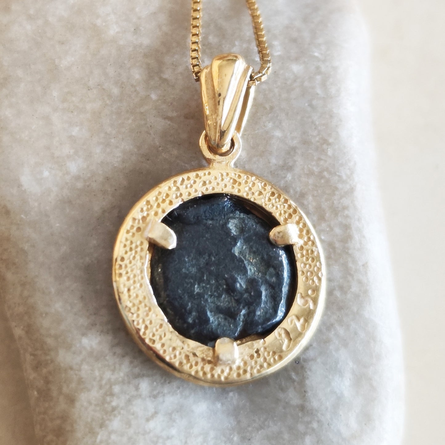Mark 12:41 Biblical Coin Pendant, Genuine widow's mite Gold Plated charm Barr Designs