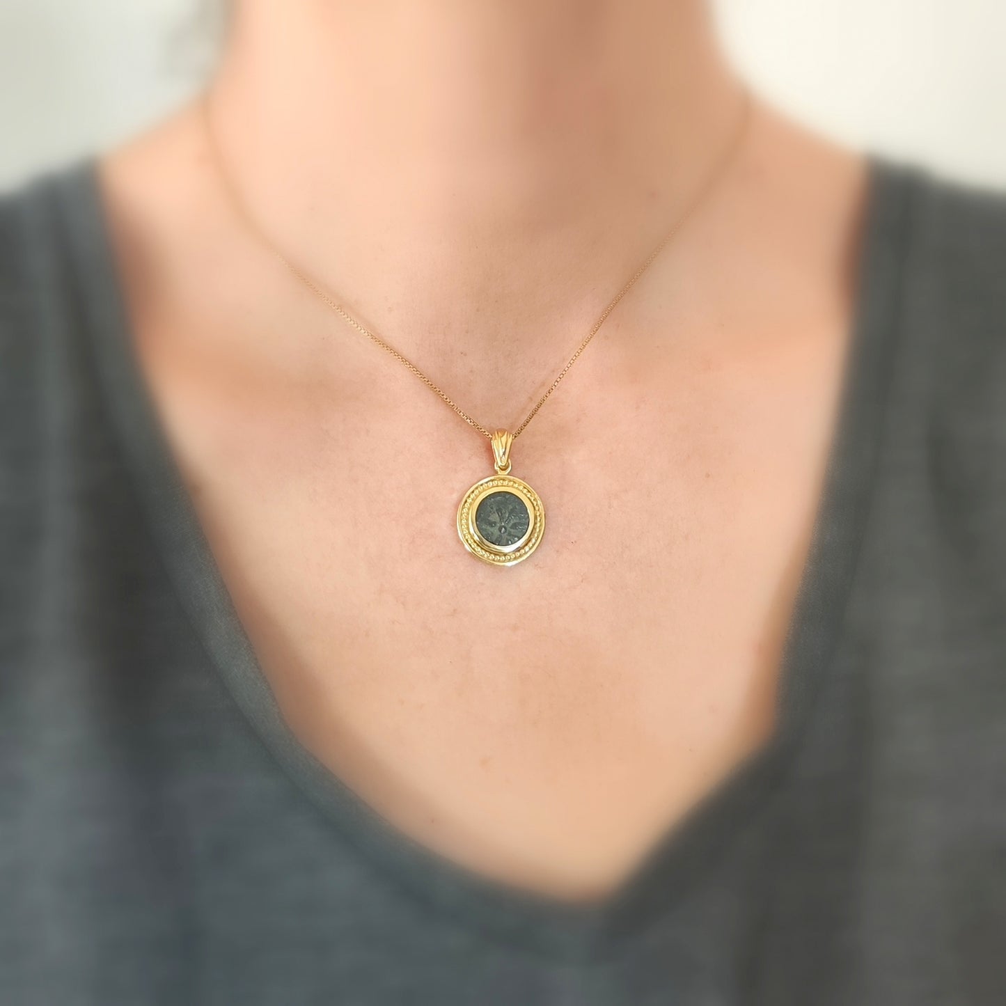 Mark 12:41 Biblical Coin Pendant, Genuine widow's mite Gold Plated charm Barr Designs