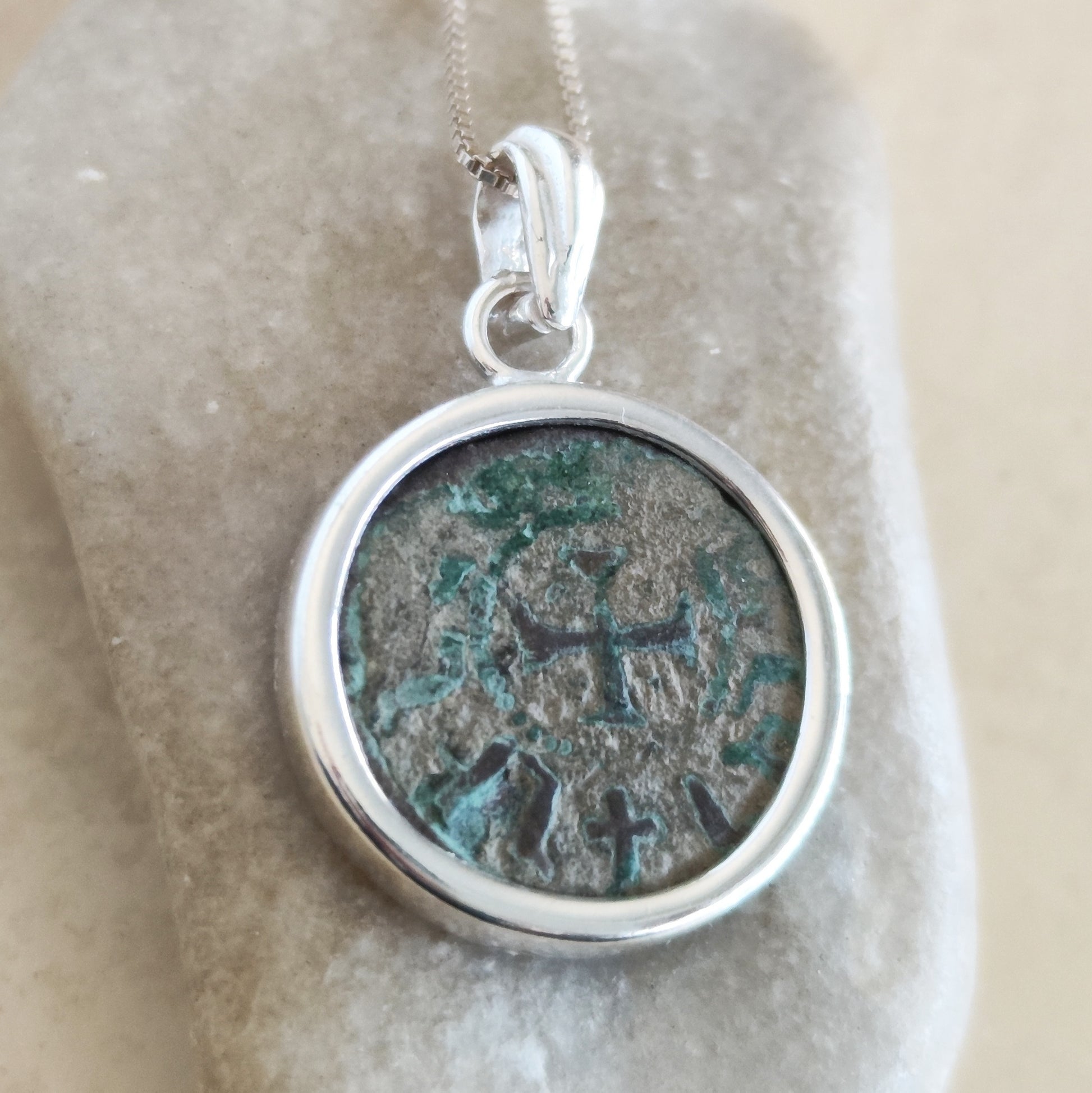 Ancient Crusader Latin Cross Coin Necklace, Armenian Knights Christian Silver Medallion for men Barr Designs