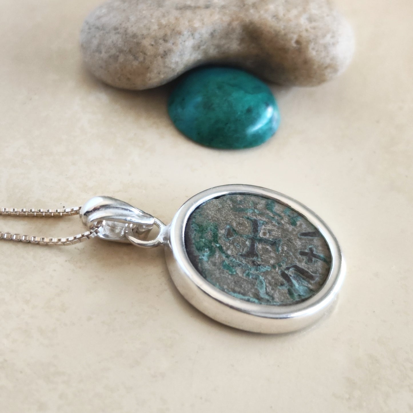 Ancient Crusader Latin Cross Coin Necklace, Armenian Knights Christian Silver Medallion for men Barr Designs
