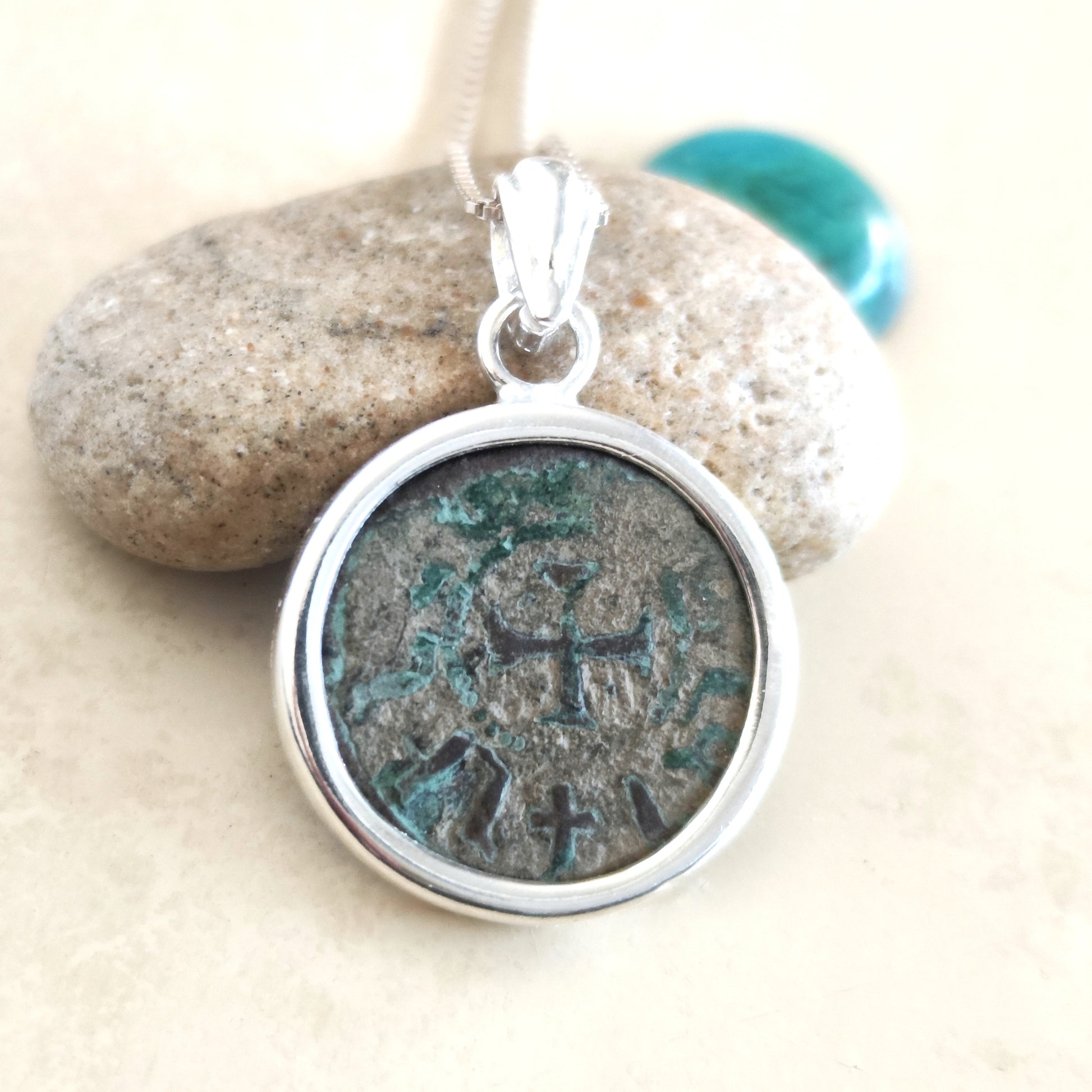 Ancient Crusader Latin Cross Coin Necklace, Armenian Knights Christian Silver Medallion for men Barr Designs