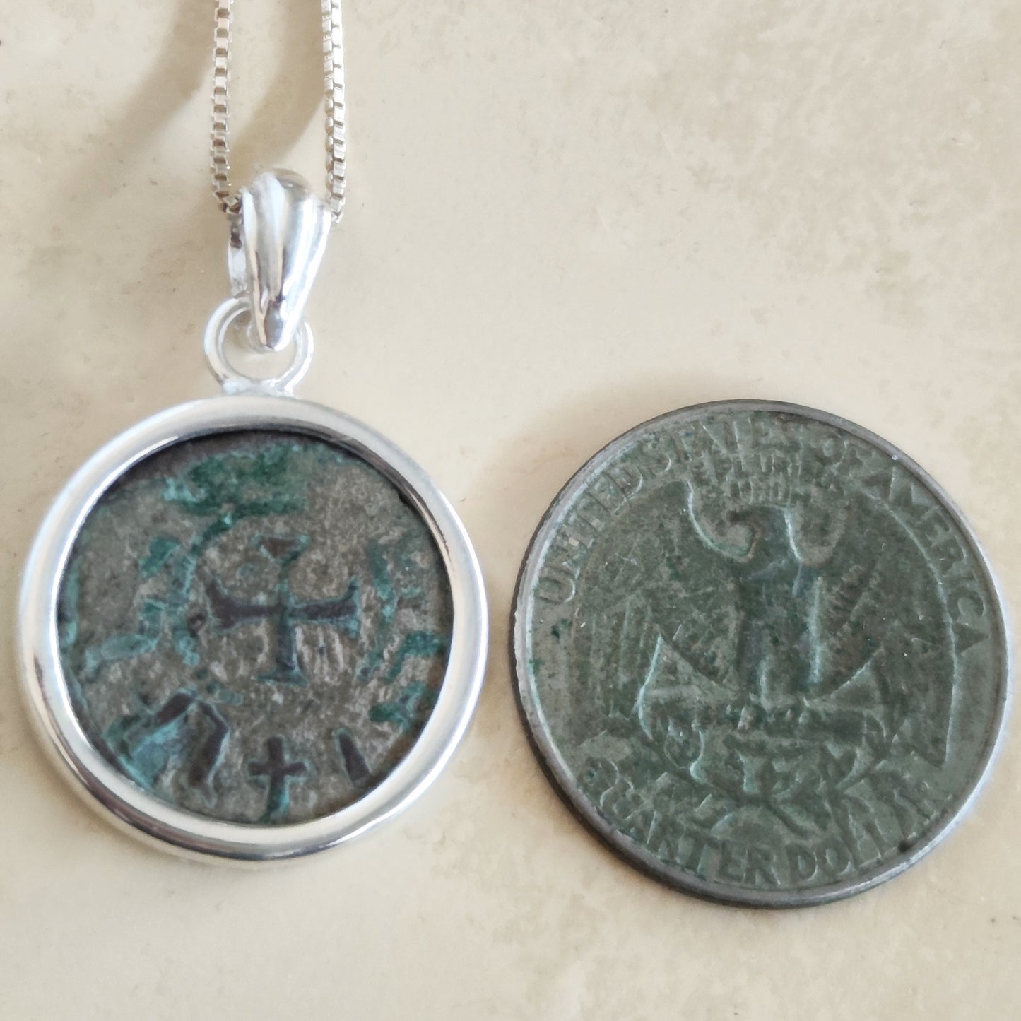 Ancient Crusader Latin Cross Coin Necklace, Armenian Knights Christian Silver Medallion for men Barr Designs